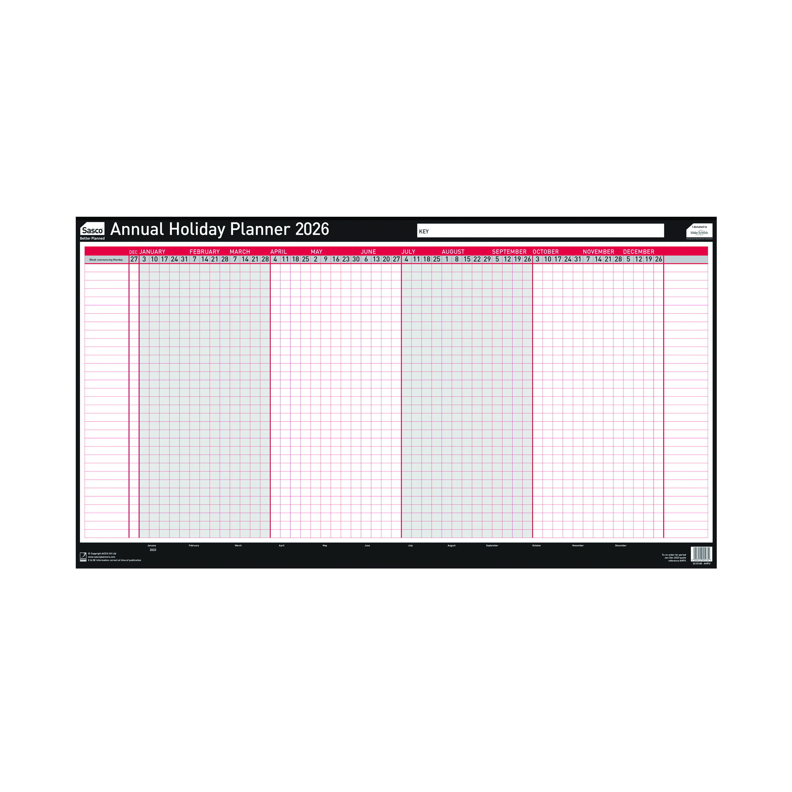 Sasco+Annual+Holiday+Planner+Unmounted+2026+2410277