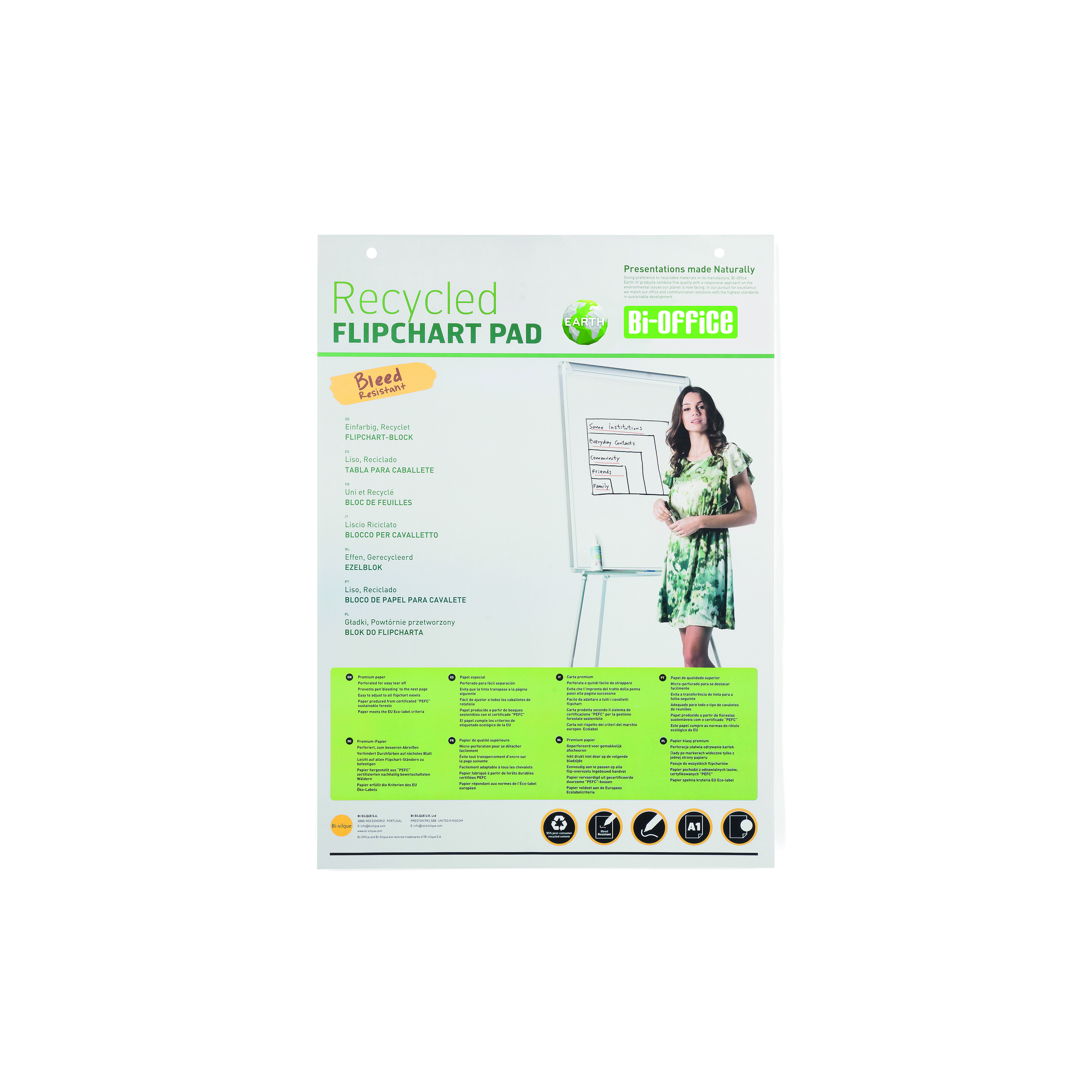 Bi-Office+Earth+Plain+Flipchart+Pad+A1+40+Sheet+%28Pack+of+5%29+FL0111801