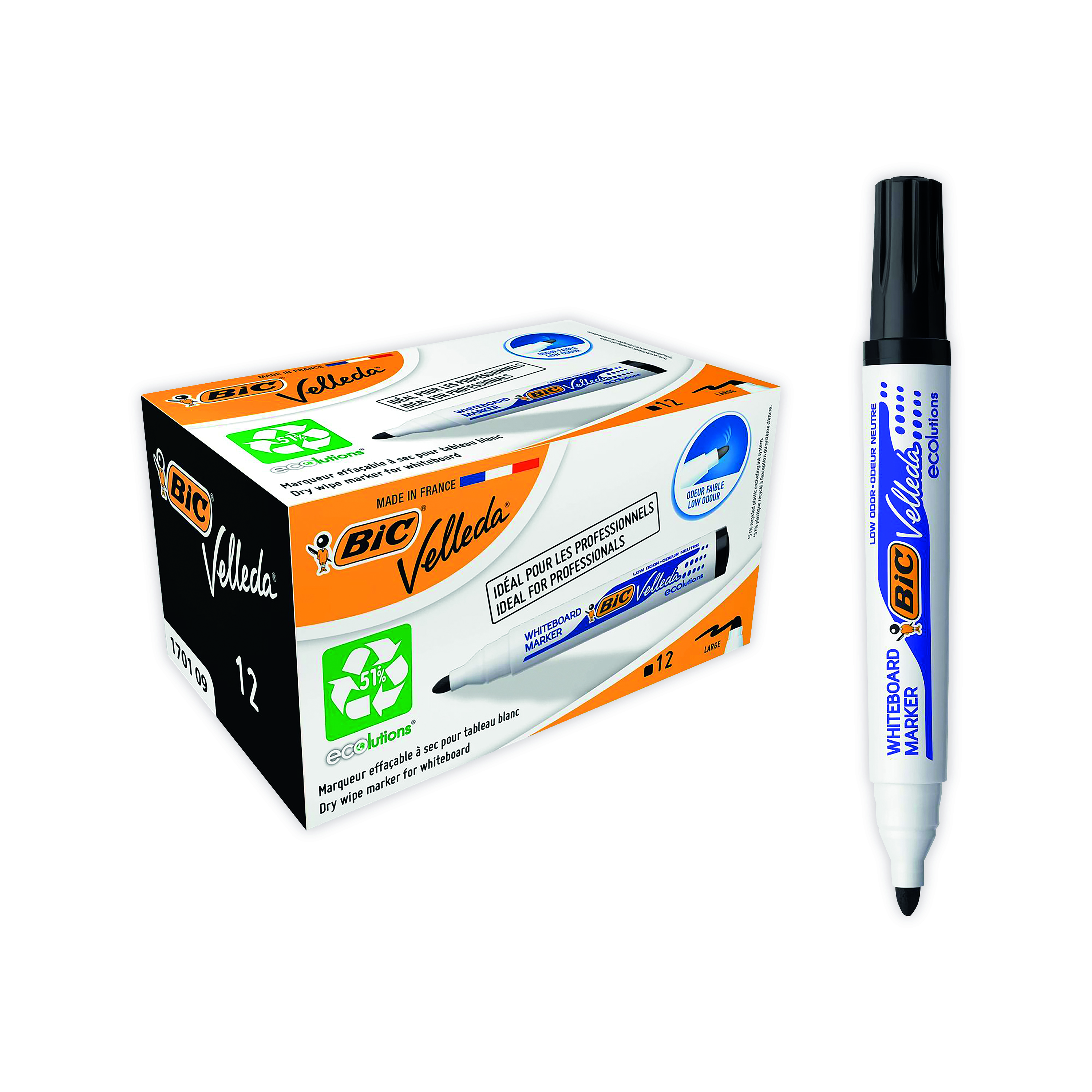 Bic+Velleda+1701+Whiteboard+Marker+Black+%28Pack+of+12%29+904937