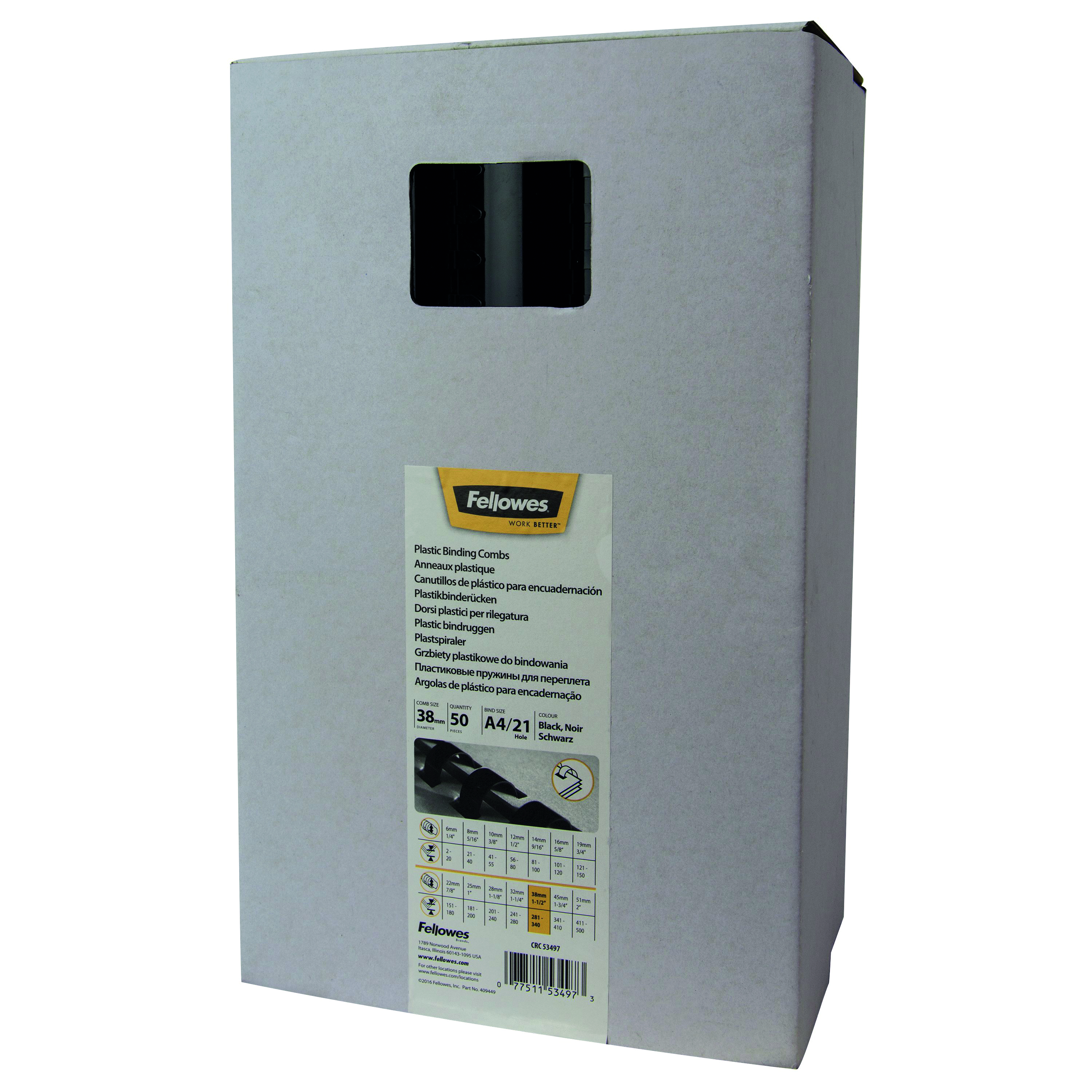 Fellowes+A4+Binding+Combs+38mm+Black+%28Pack+of+50%29+53497