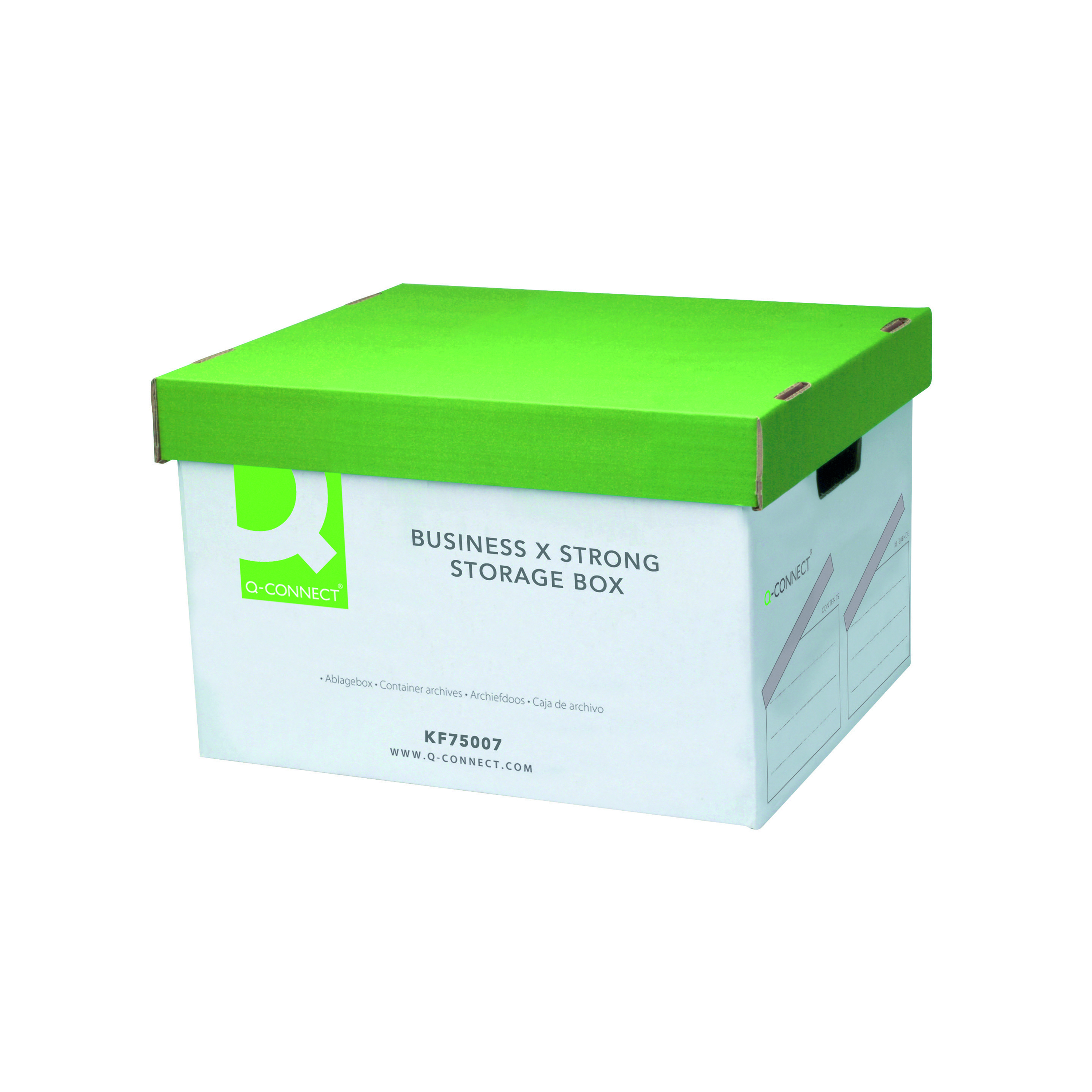 Q-Connect+Extra+Strong+Business+Storage+Box+W327xD387xH250mm+Green+and+White+%2810+Pack%29+KF75007