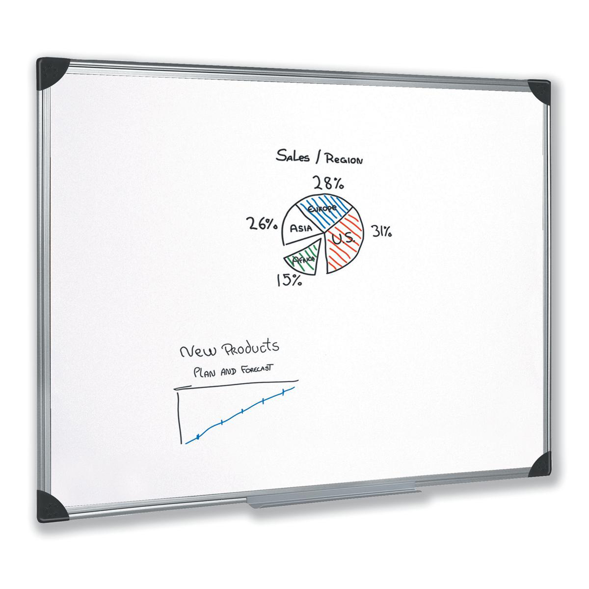 5+Star+Office+Whiteboard+Drywipe+Magnetic+with+Pen+Tray+and+Aluminium+Trim+1200x900mm