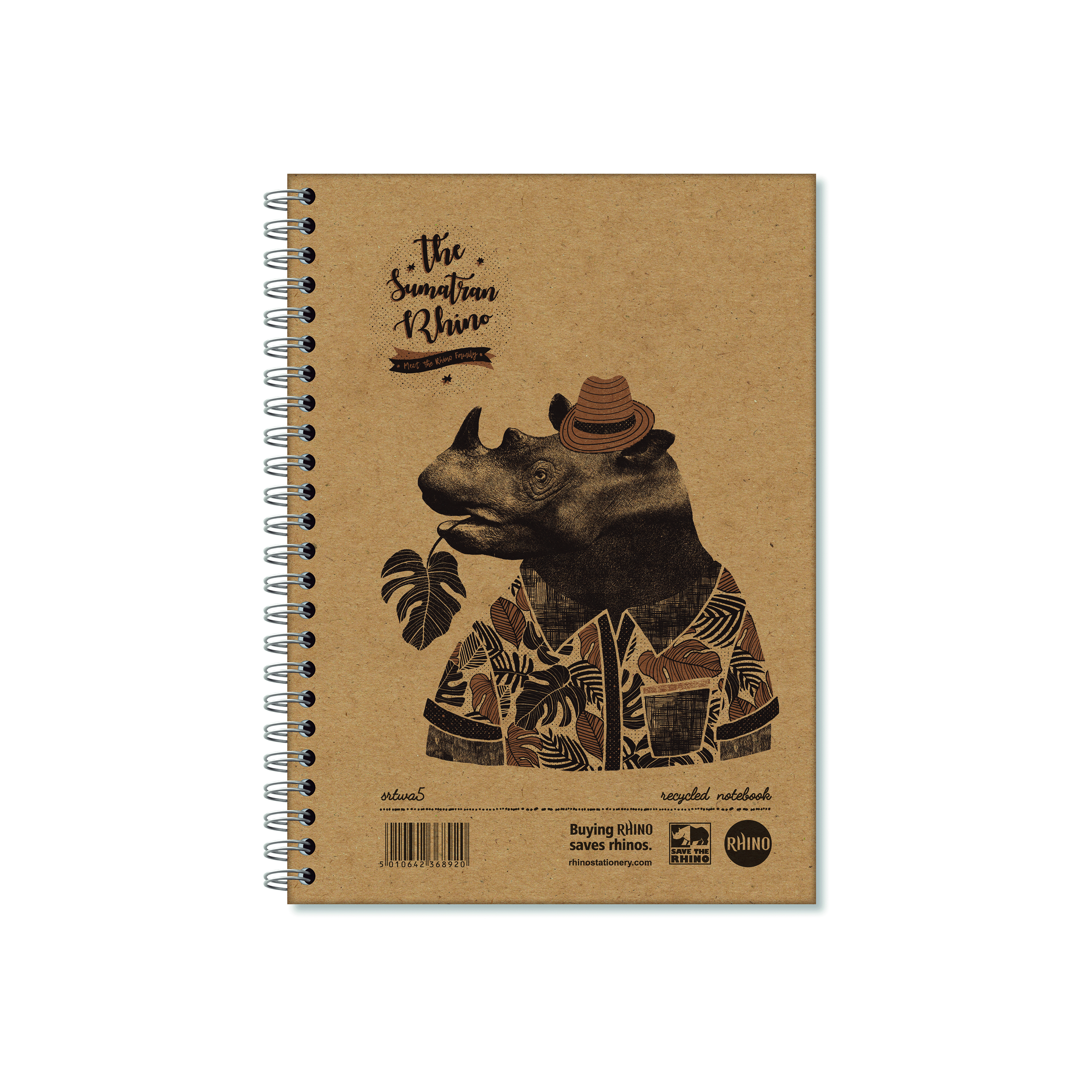 Rhino+Recycled+Wirebound+Notebook+160+Pages+8mm+Ruled+A5+%28Pack+of+5%29+SRTWA5