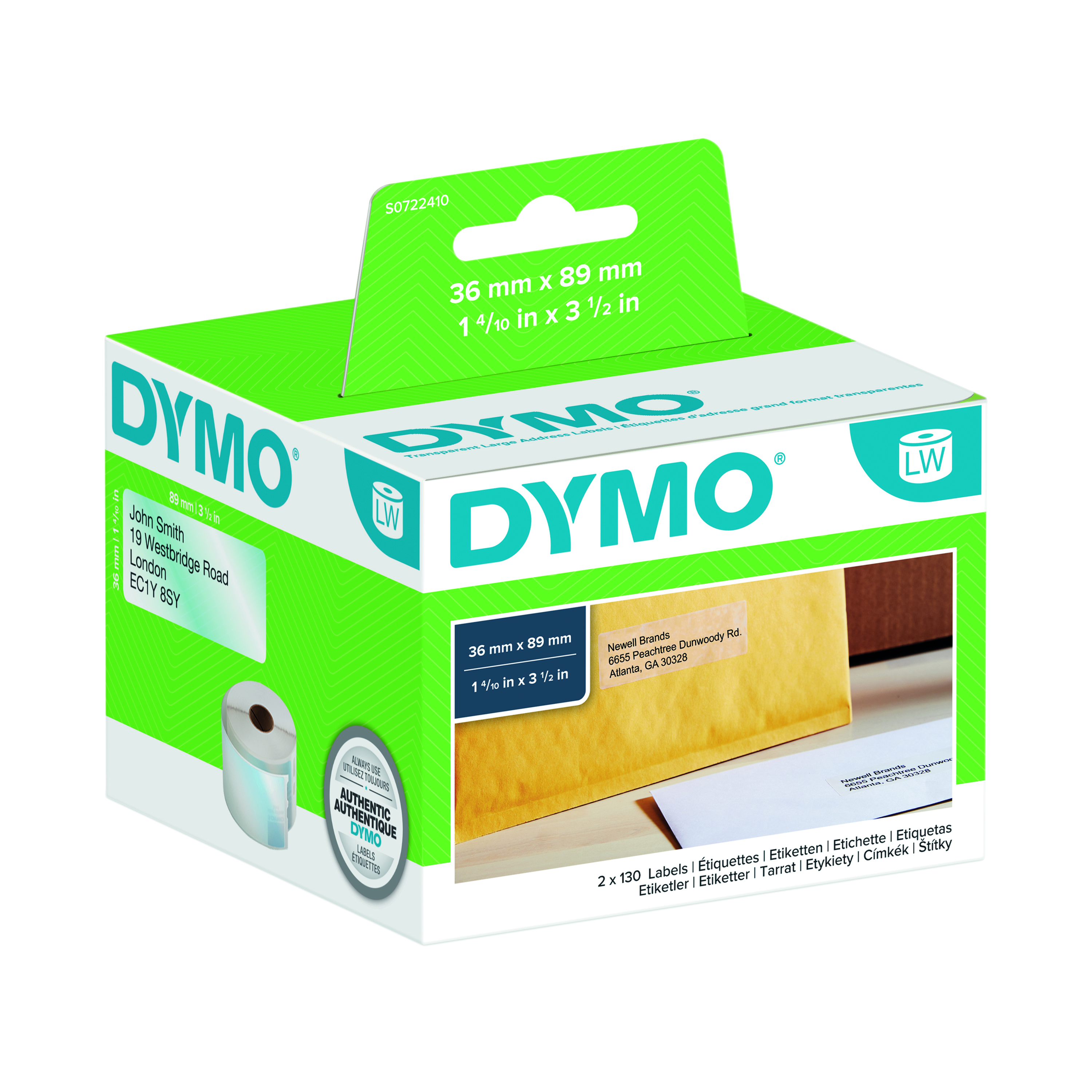 Dymo+LabelWriter+Large+Address+Labels+89mm+x+36mm+Clear+%28Pack+of+260%29+S0722410