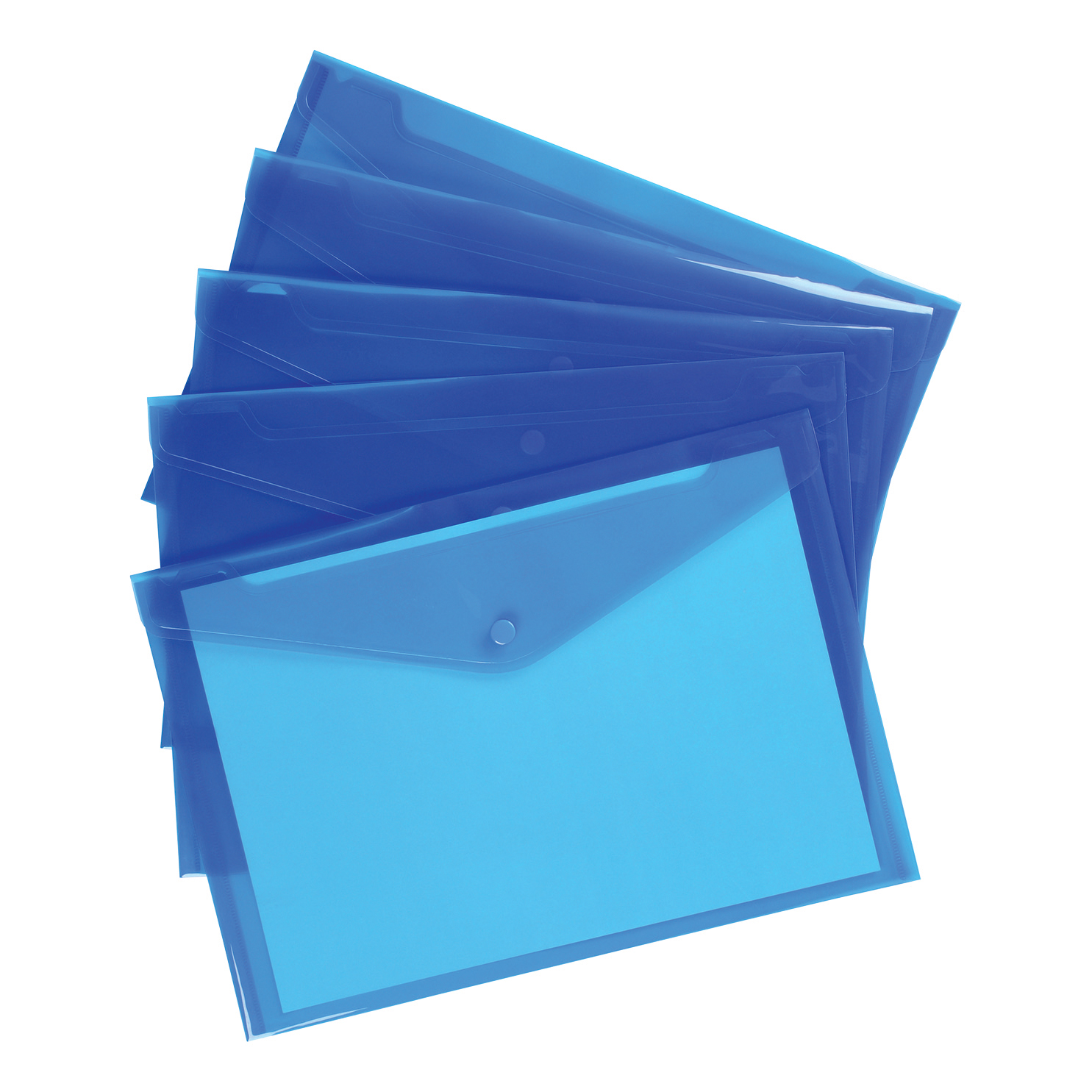 5+Star+Office+Envelope+Stud+Wallet+Polypropylene+A4+Translucent+Blue+%28Pack+of+5%29