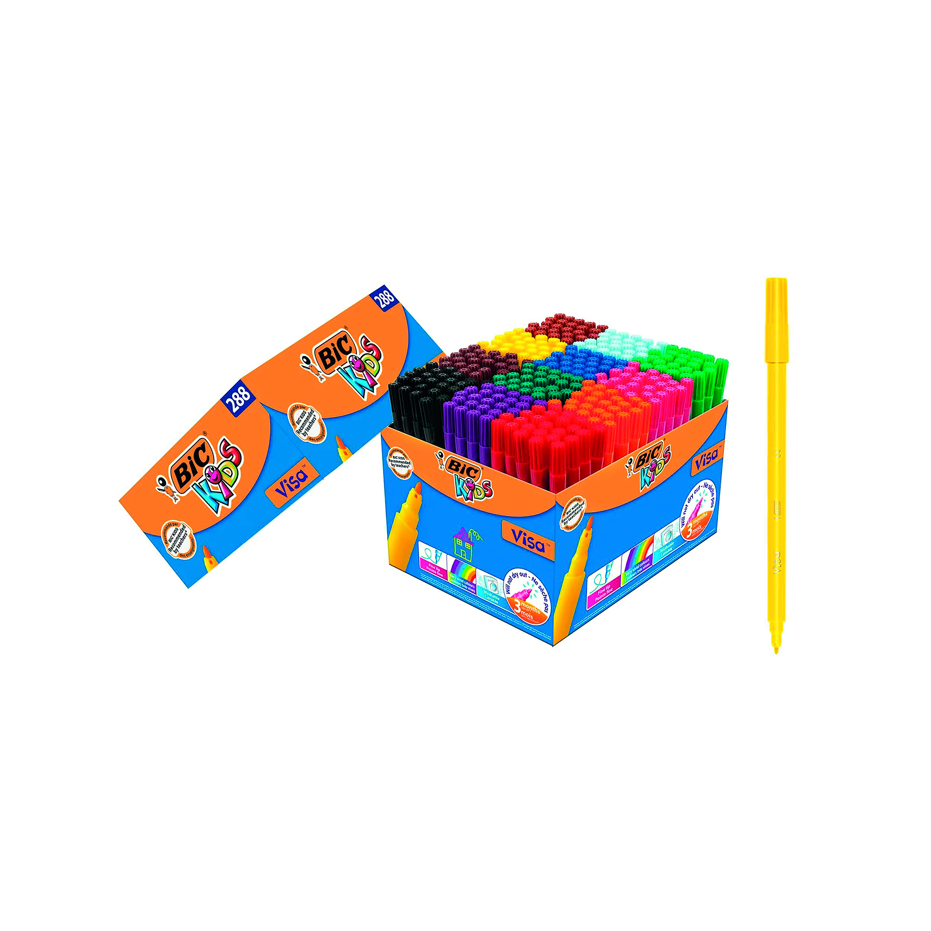 Bic+Kids+Visa+Felt+Tip+Pens+Fine+Tip+Assorted+%28Pack+of+288%29+897099