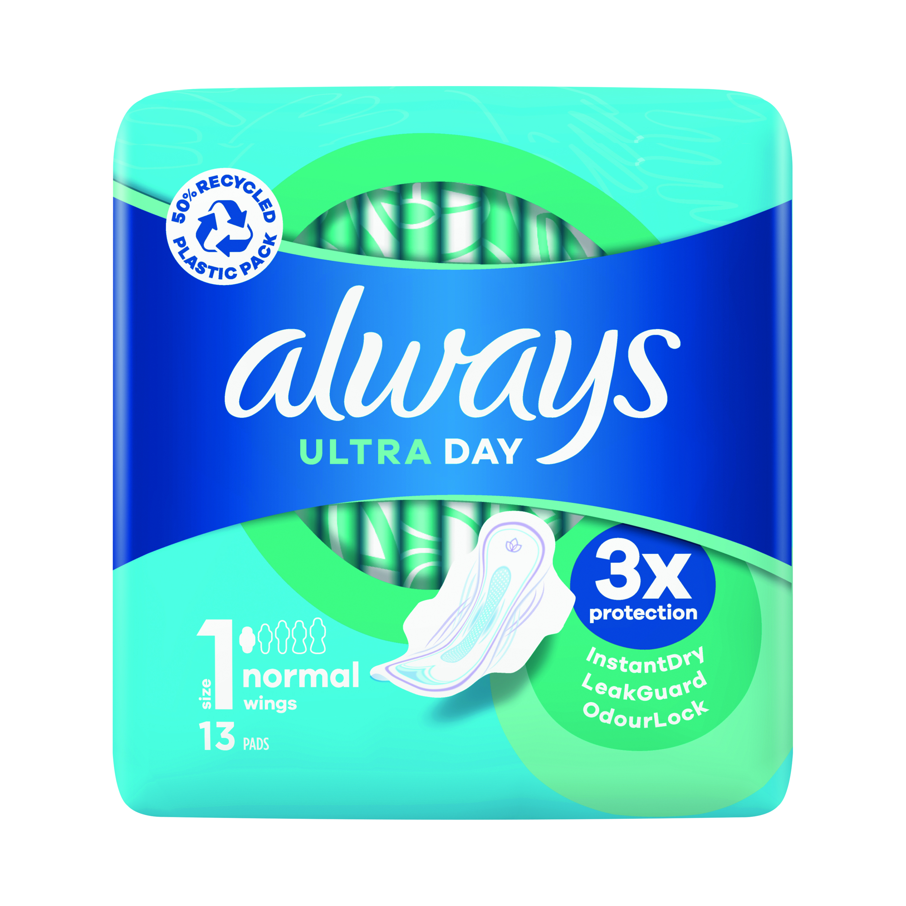 Always+Ultra+Day+Sanitary+Pads+Normal+With+Wings+Size+1+Packet+x13+Pads+%28Pack+of+16%29+C005790