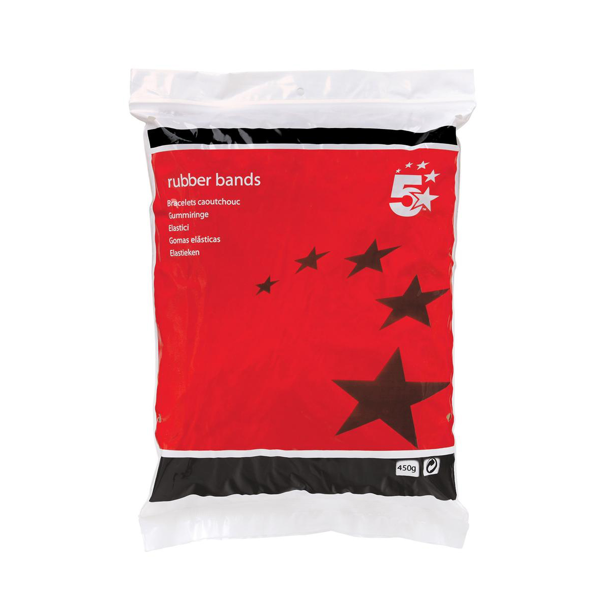 5+Star+Office+Rubber+Bands+No38+152x3mm+Approx+400+Bands+454g+Bag