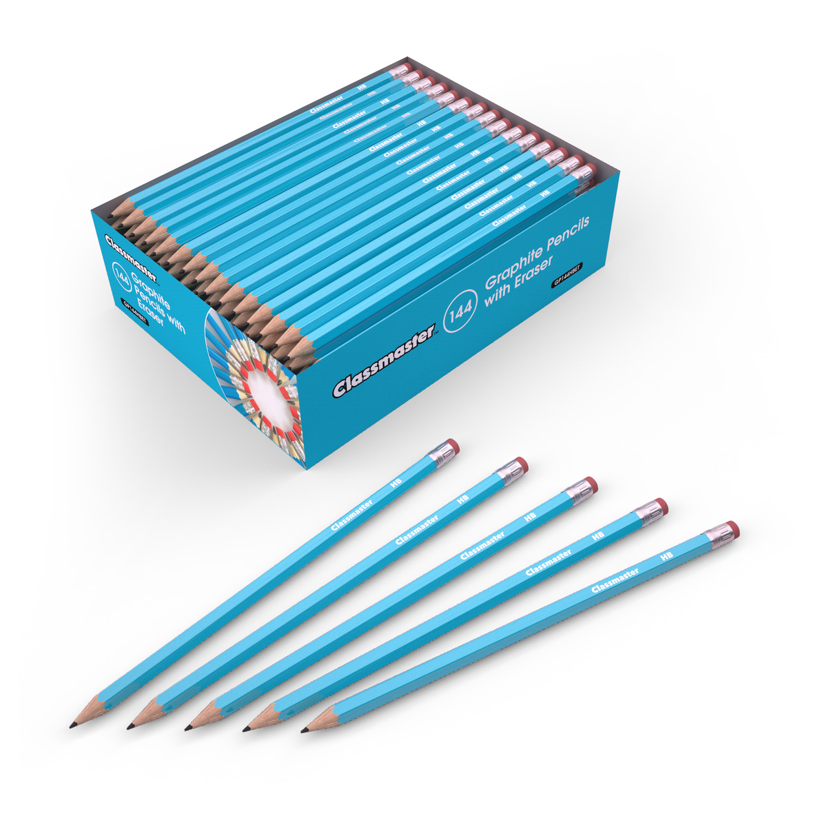Classmaster+HB+Pencil+Eraser+Tip+%28Pack+of+144%29+GP144HBET