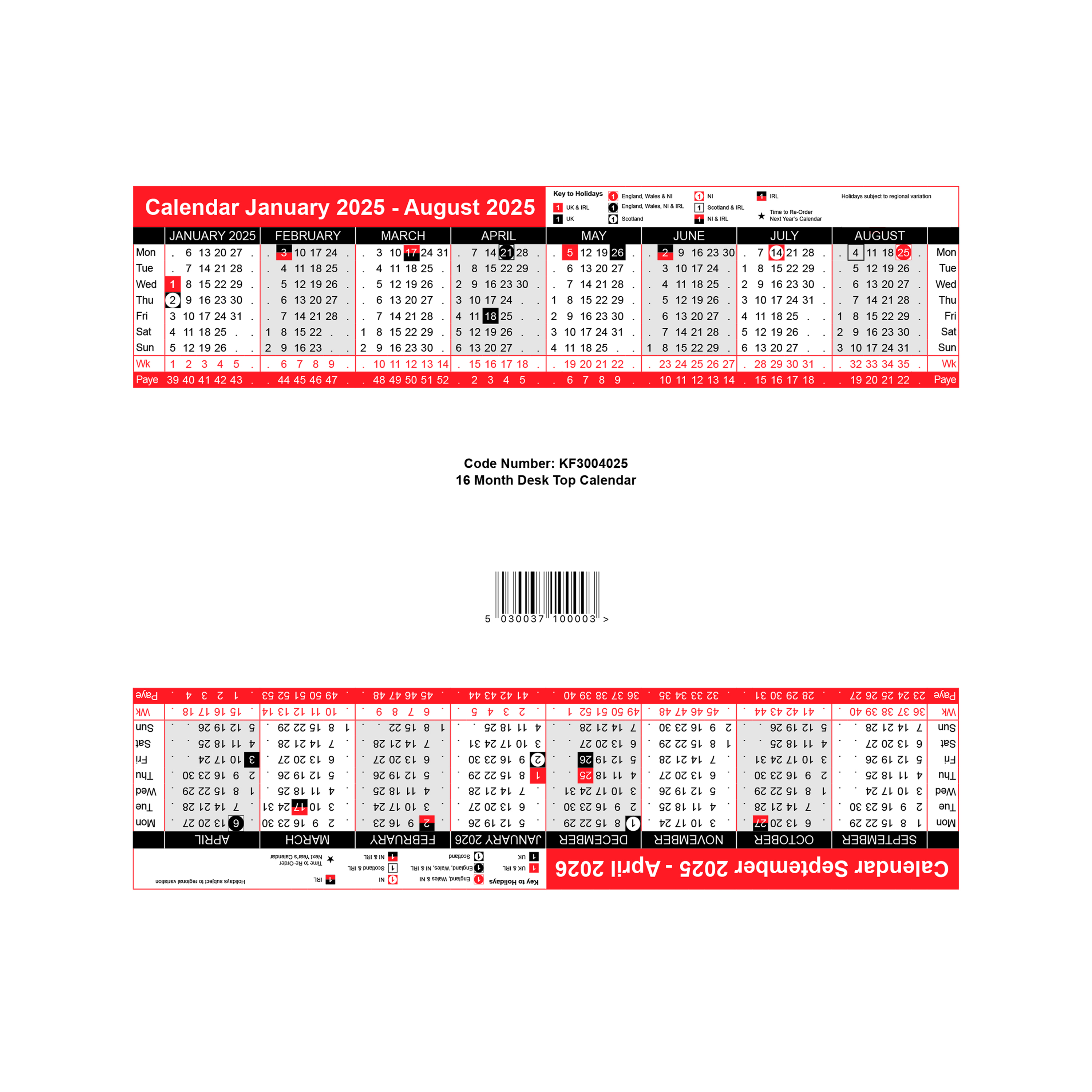 Q-Connect+16+Month+Desktop+Calendar+2025+KF3004025