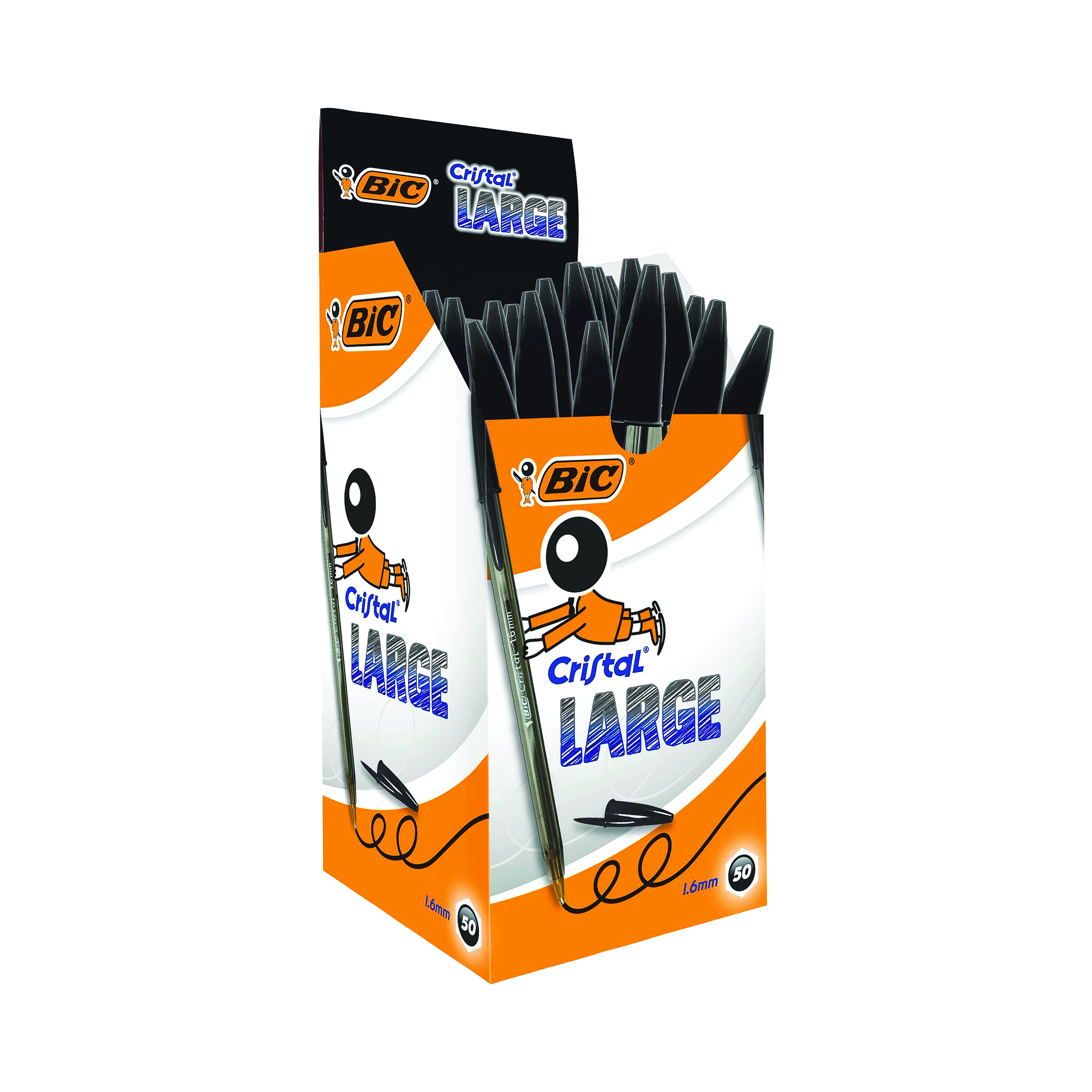 Bic+Cristal+Large+Ballpoint+Pen+1.6mm+Black+%28Pack+of+50%29+880648