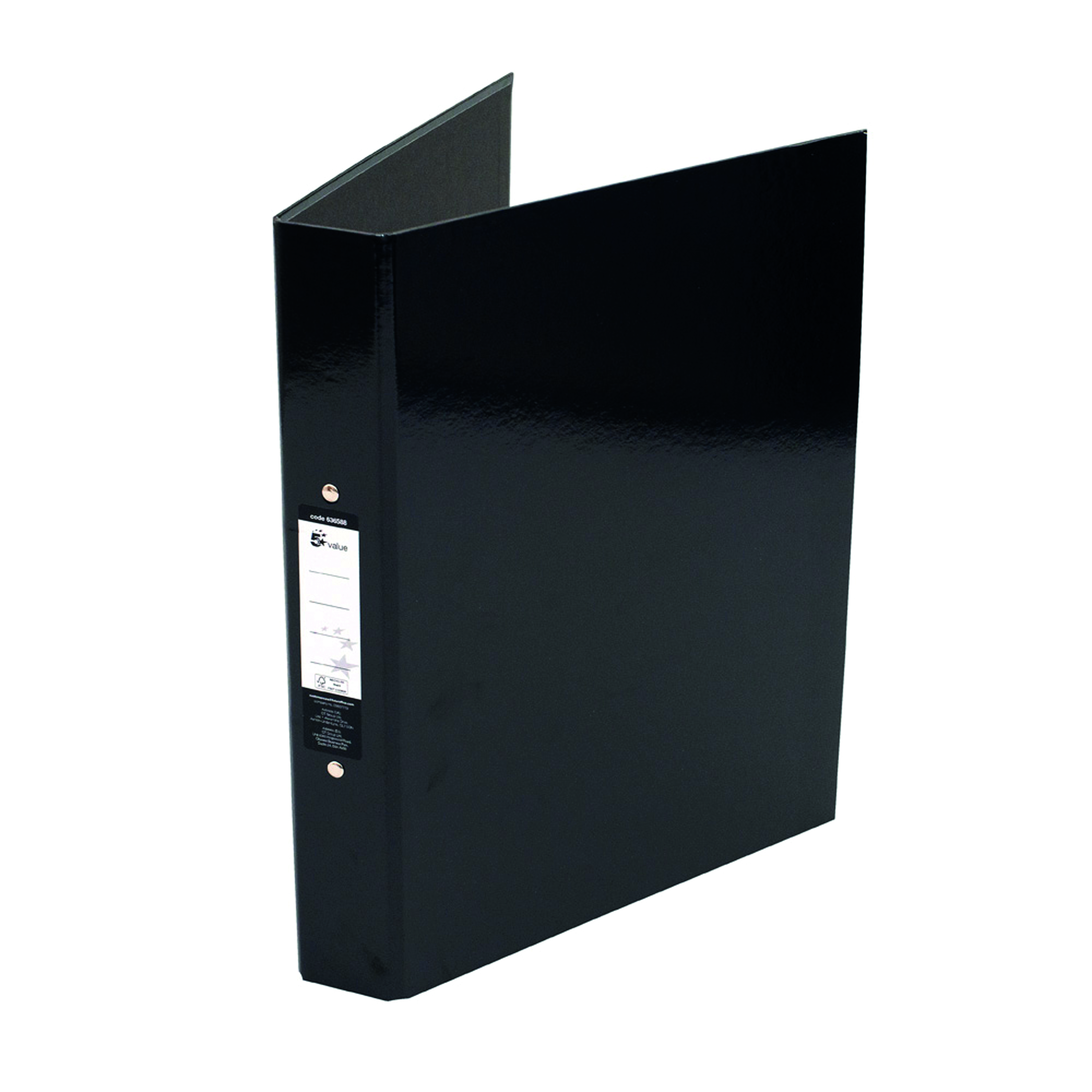 5+Star+Ring+Binder+POB+25mm+Black+%28Pack+of+10%29