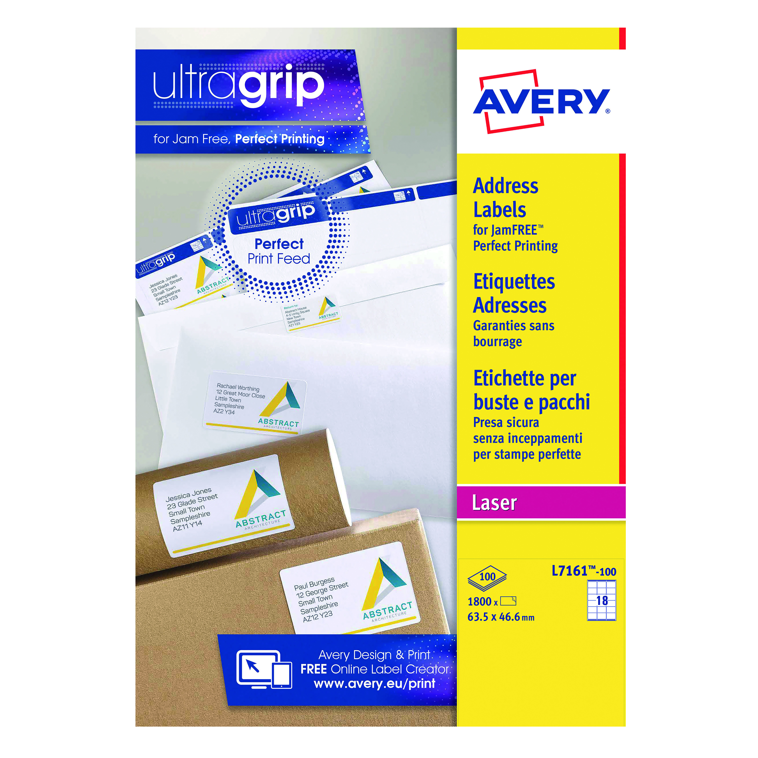 Avery+Ultragrip+Laser+Label+63.5x46.6mm+White+%28Pack+of+1800%29+L7161-100