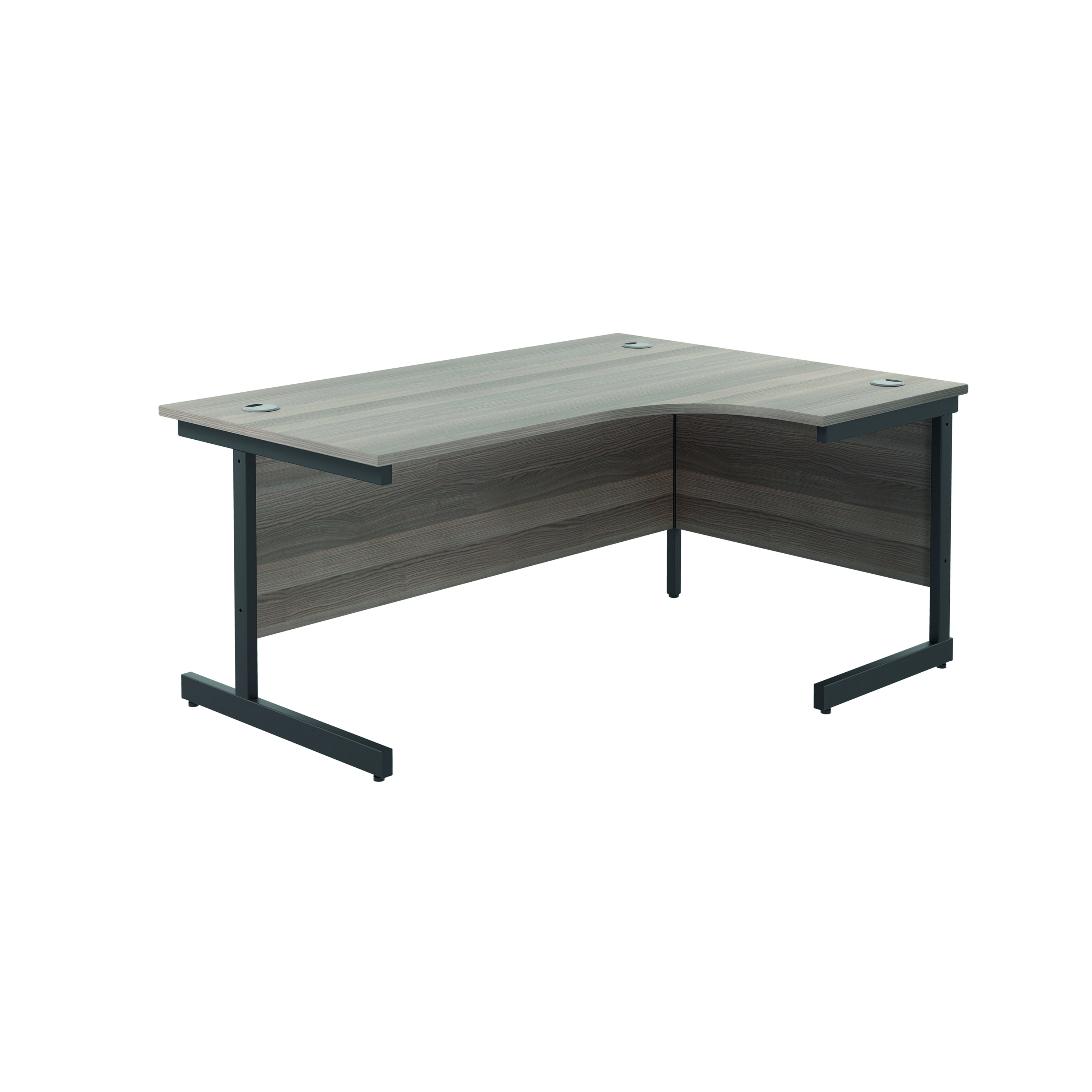 Jemini+Radial+Right+Hand+Single+Upright+Cantilever+Desk+1600x1200x730mm+Grey+Oak%2FBlack+KF819714