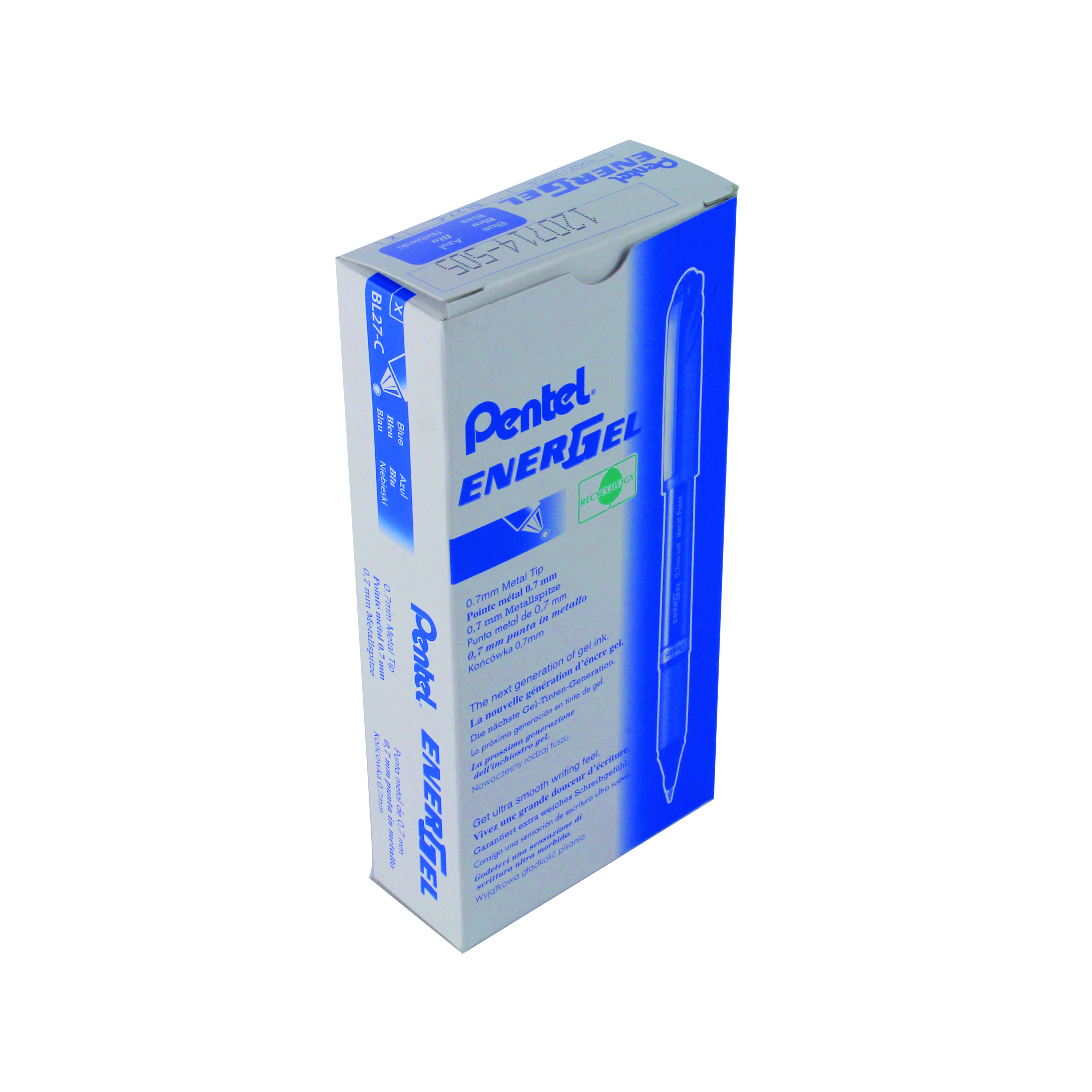Pentel+EnerGel+%2B+Metal+Tip+Rollerball+Pen+0.7mm+Blue+%28Pack+of+12%29+BL27-C