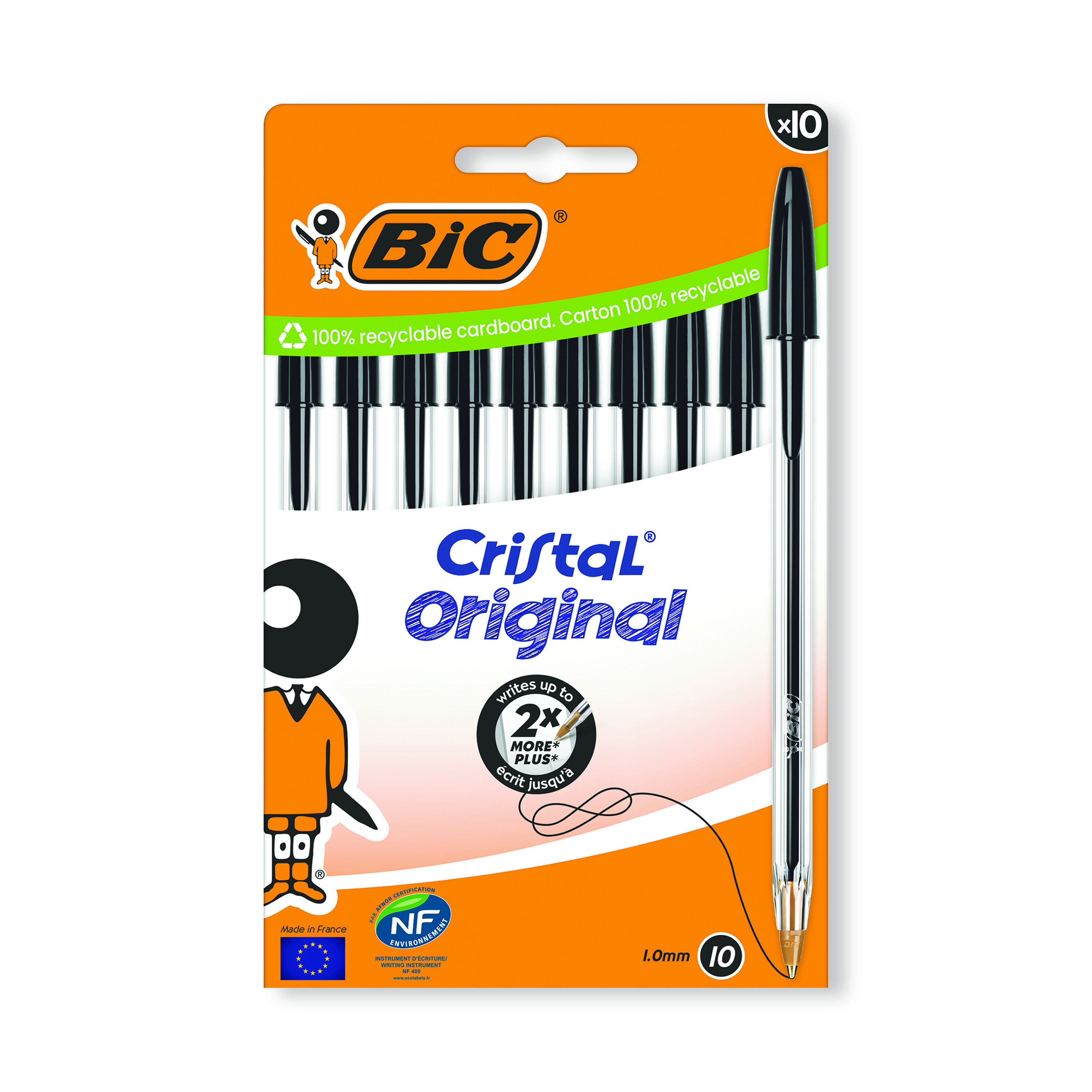 Bic+Cristal+Ballpoint+Pen+Medium+Black+%28Pack+of+10%29+516353