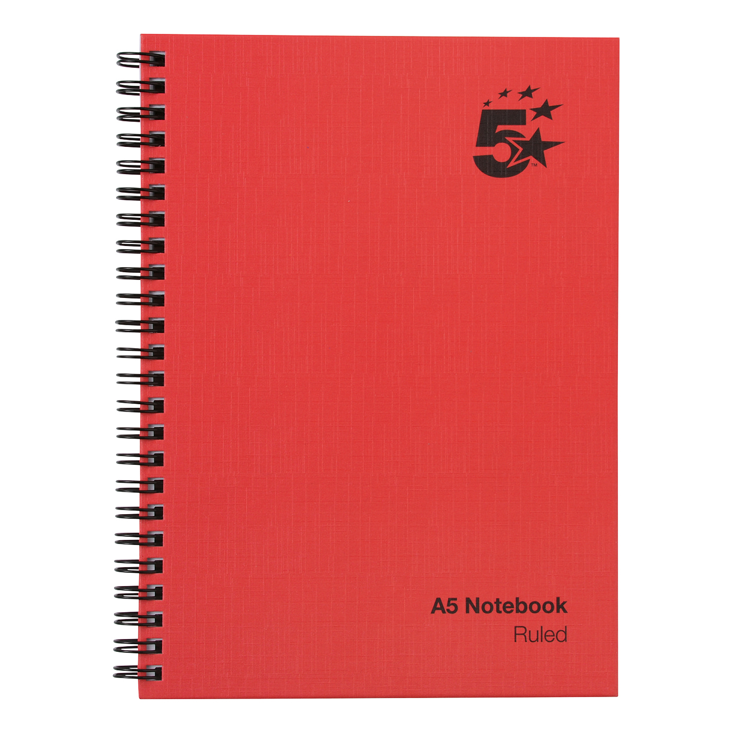 5+Star+Office+Manuscript+Notebook+Wirebound+70gsm+Ruled+160pp+A5+Red+%28Pack+of+5%29