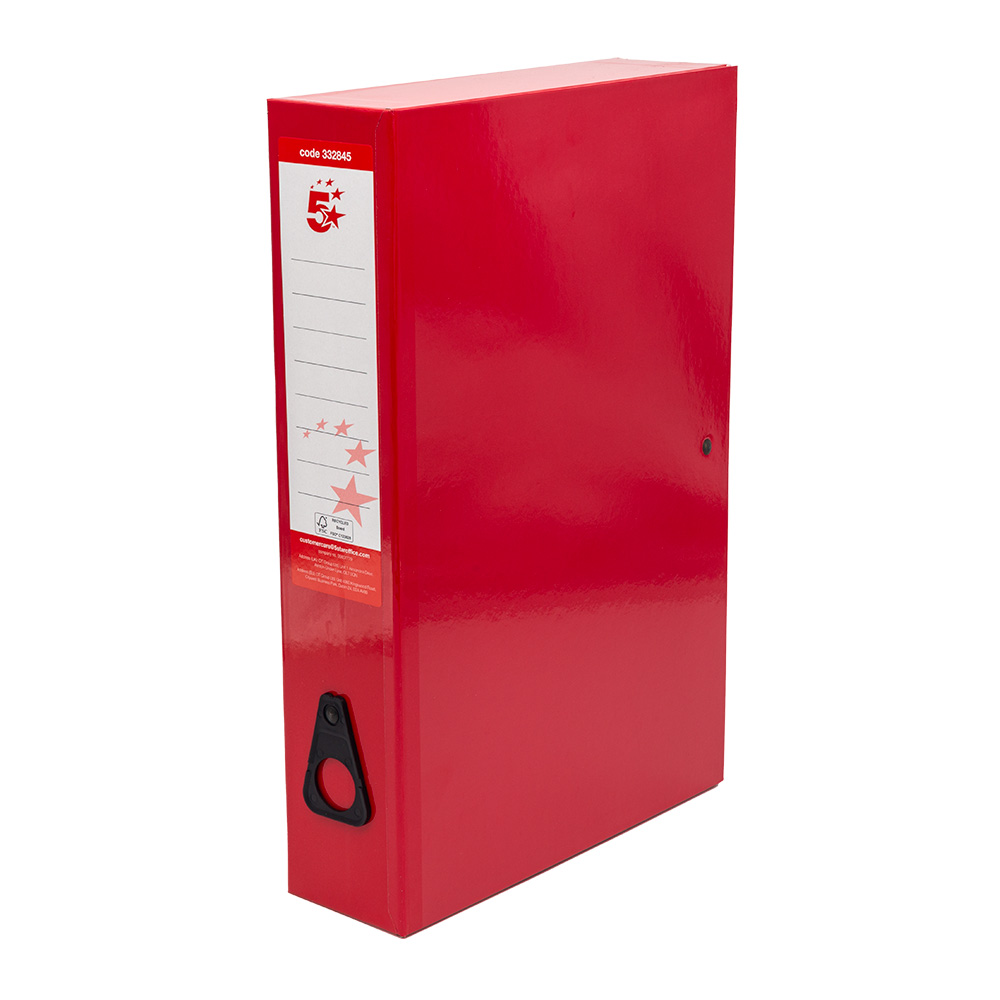 5+Star+Office+Box+File+Foolscap+Red+%28Pack+of+5%29