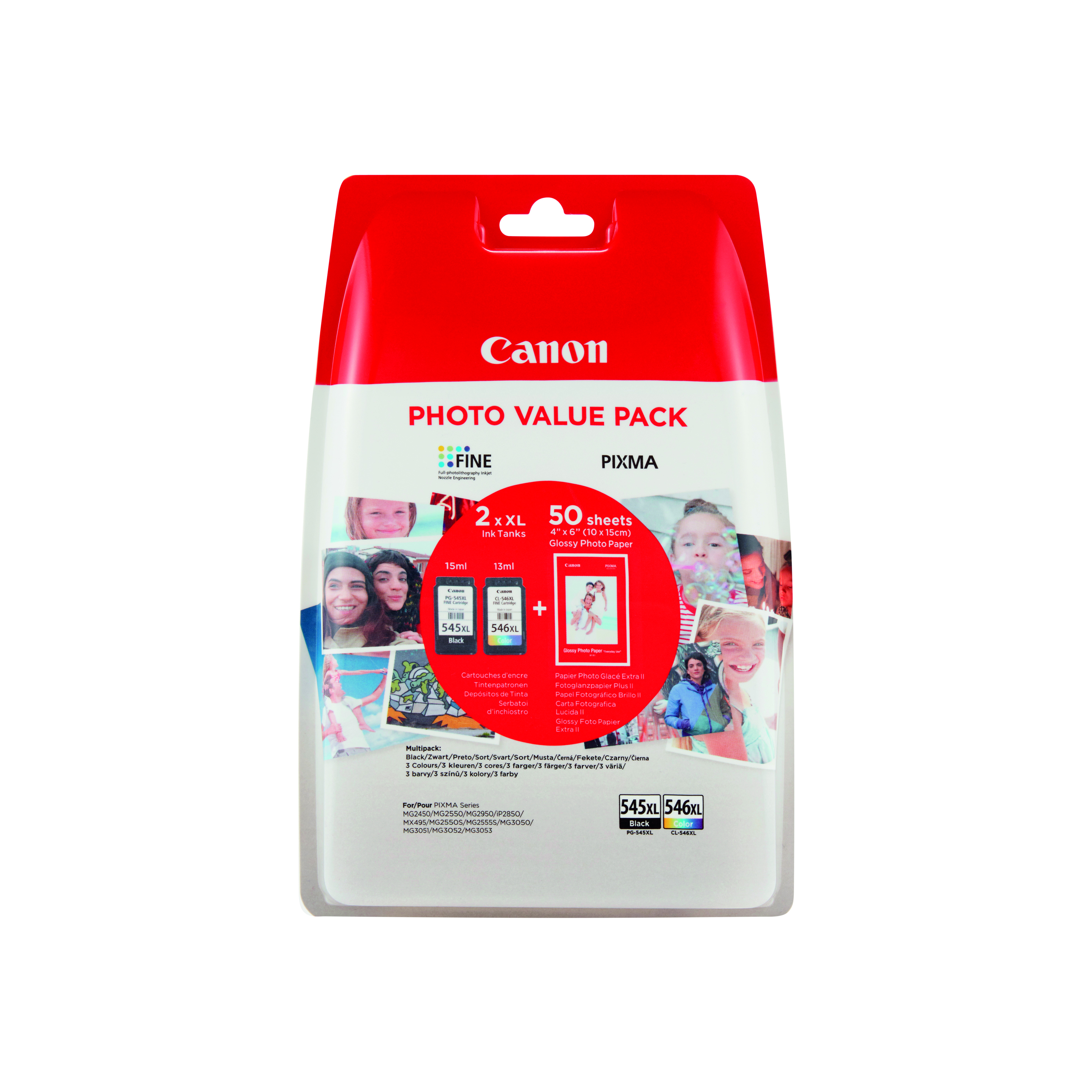 Canon+PG-545XL%2FCL-546XL+Ink+Cartridges+High+Yield+K%2FCMY+%2B+4+x+6+in+Photo+Paper+Value+Pack+8286B011