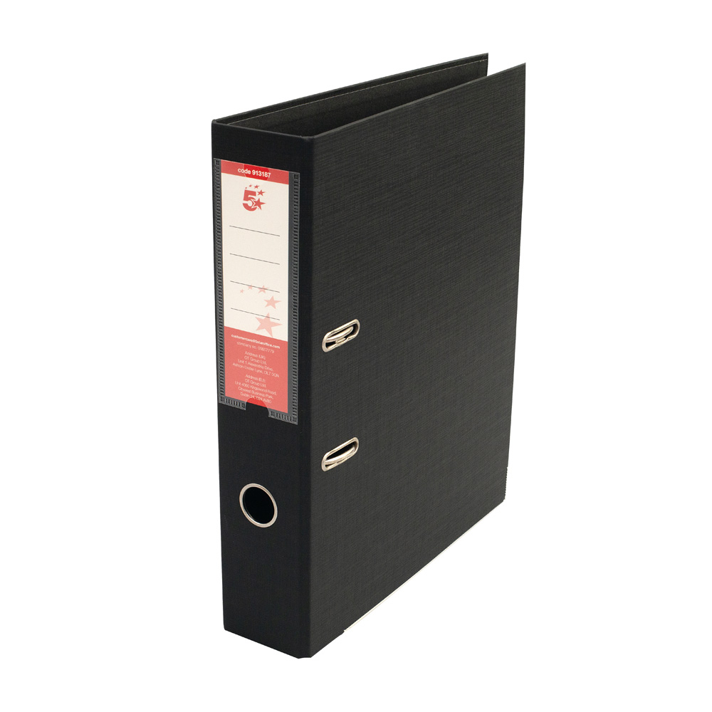 5+Star+Office+Premium+Polypropylene+Lever+Arch+File+Foolscap+Black+%28Pack+of+10%29