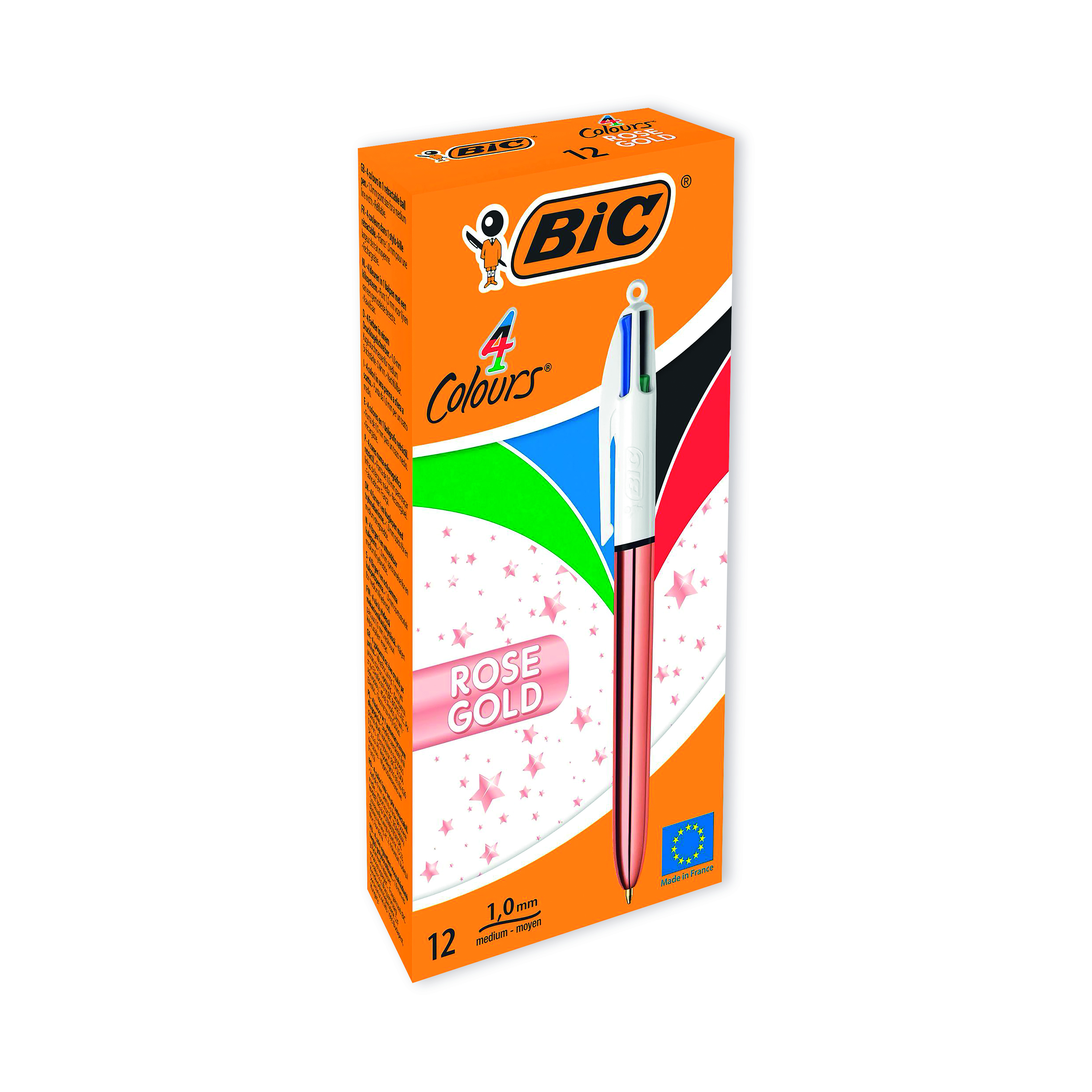 Bic+4+Colours+Retractable+Ballpoint+Pen+Rose+Gold+%28Pack+of+12%29+951737