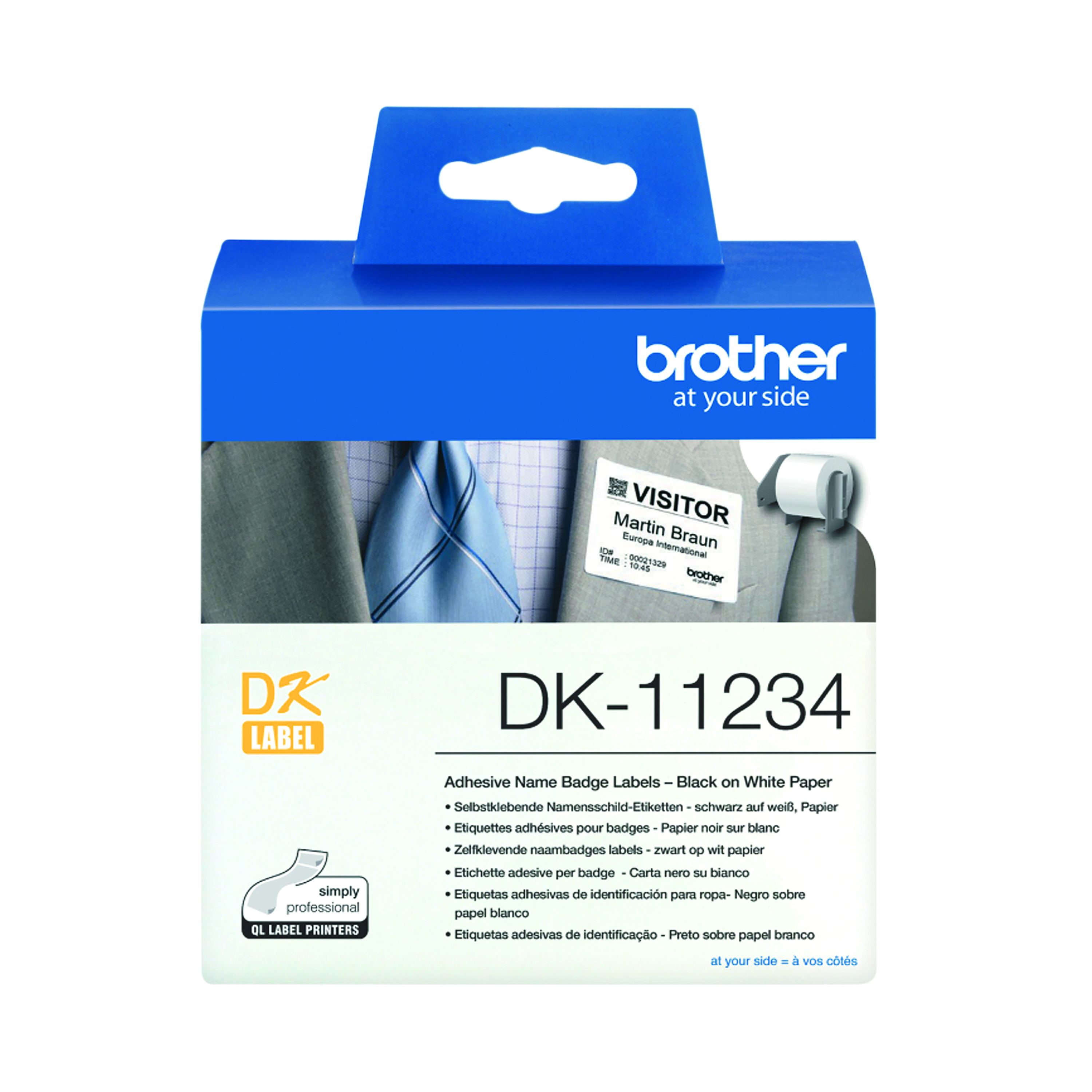 Brother+Name+Badge+Labels+60+x+86mm+260+Labels+Per+Roll+White+DK-11234