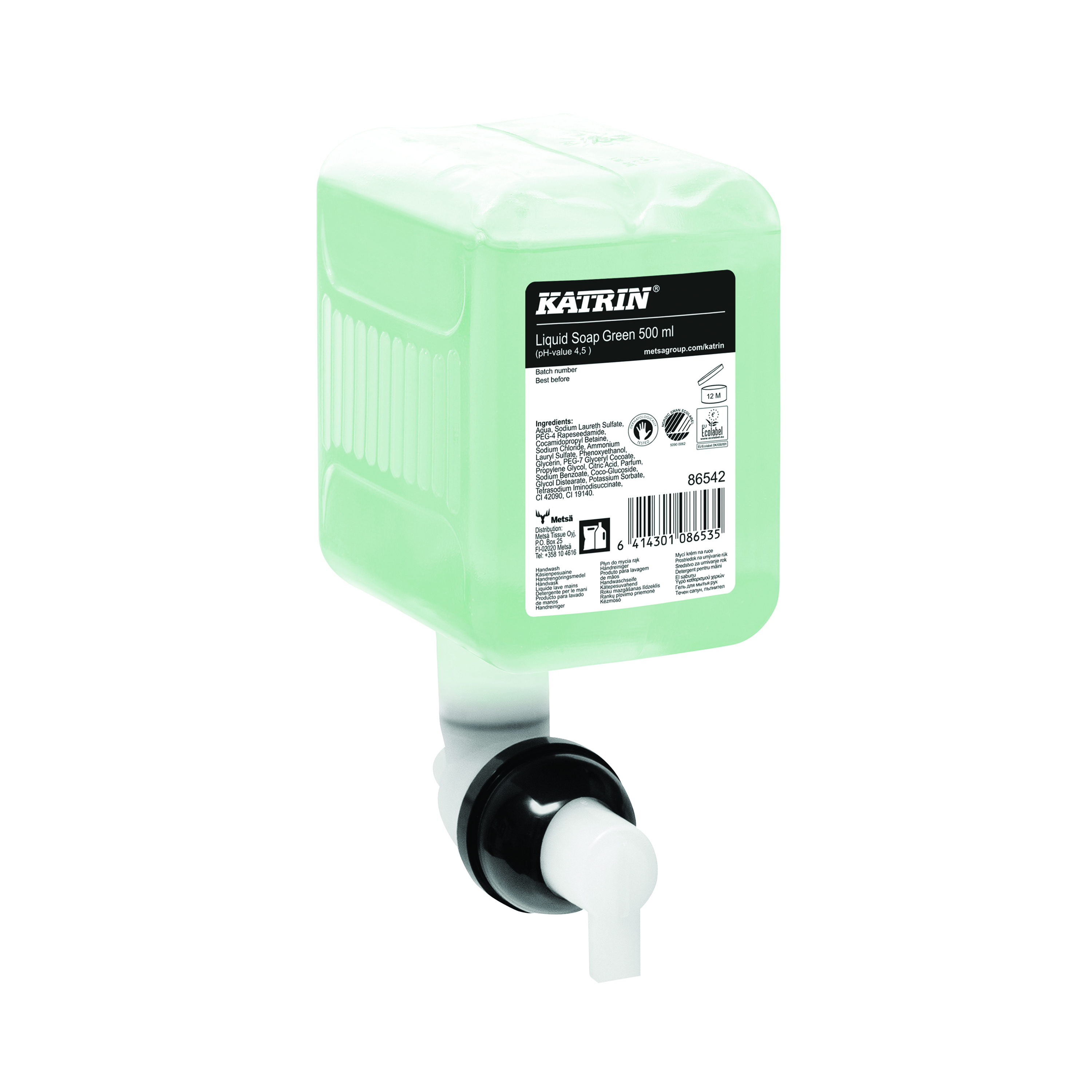 Katrin+Commercial+Hand+Wash+Liquid+Refill+500ml+Green+%28Pack+of+12%29+86542