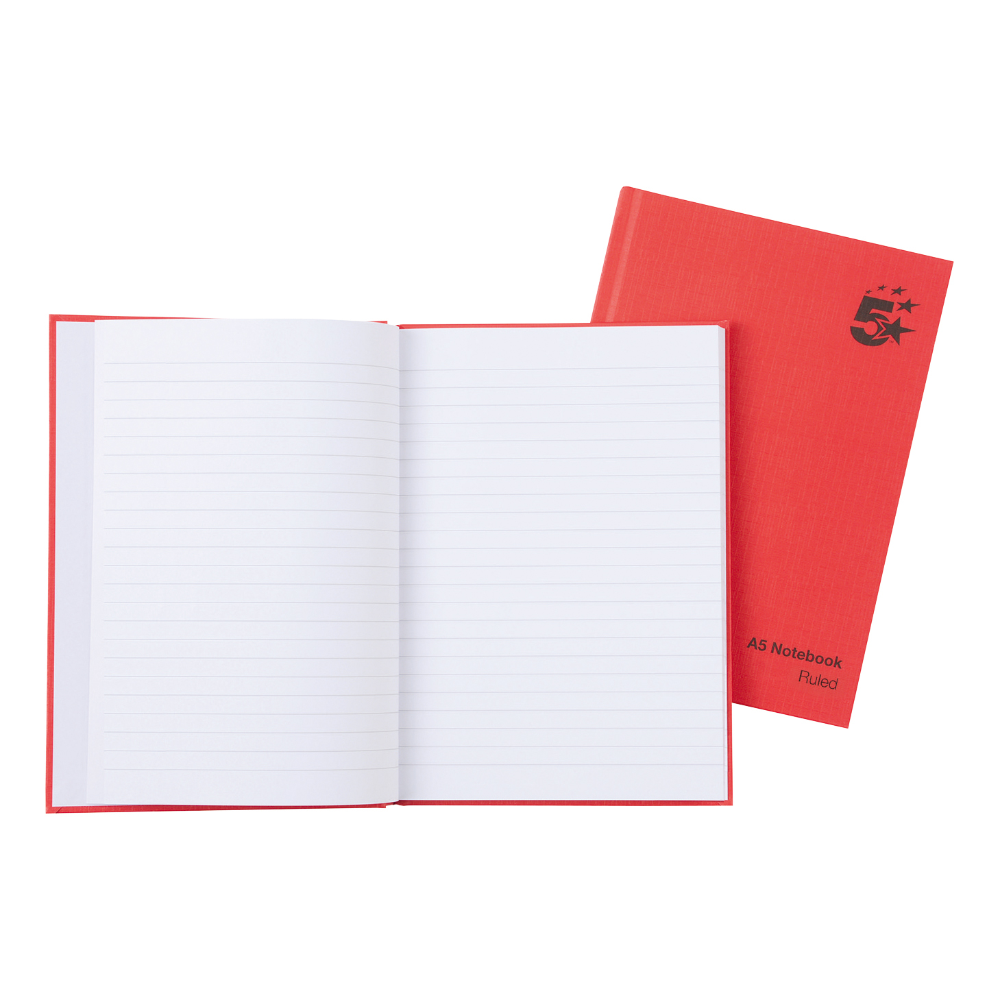 5+Star+Office+Manuscript+Notebook+Casebound+70gsm+Ruled+192pp+A5+Red+%28Pack+of+5%29