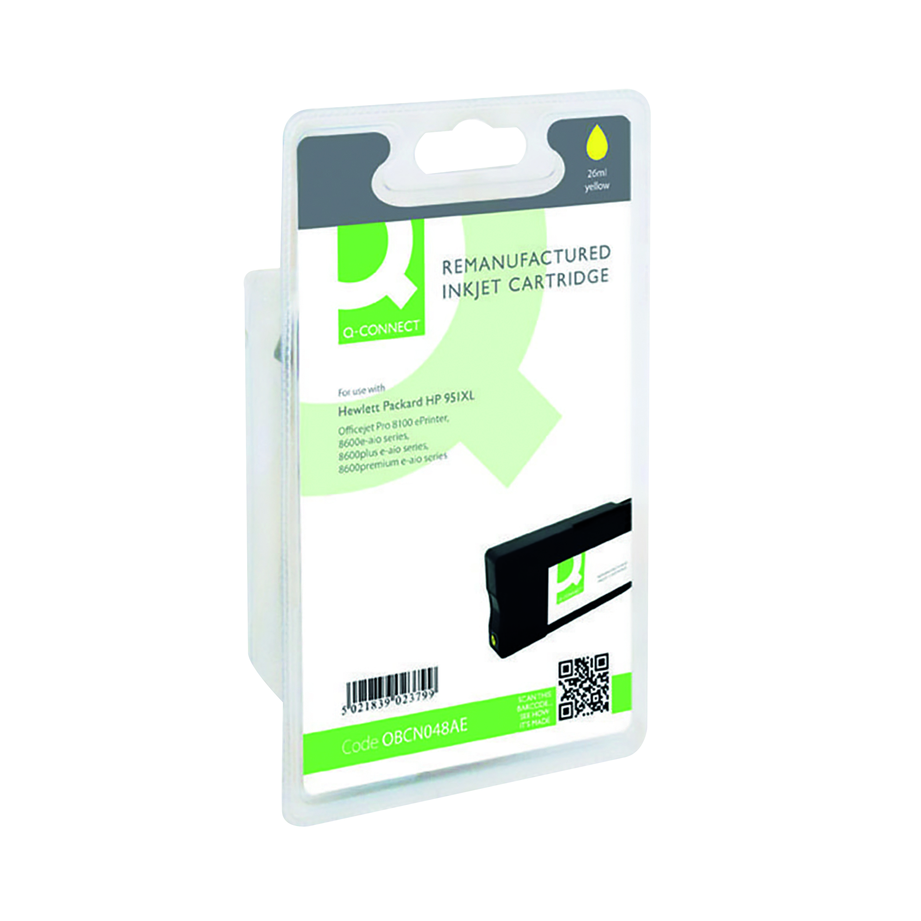Q-Connect+Remanufactured+Inkjet+Cartridge+Yellow+For+HP+CN048AE+CN048AE-COMP