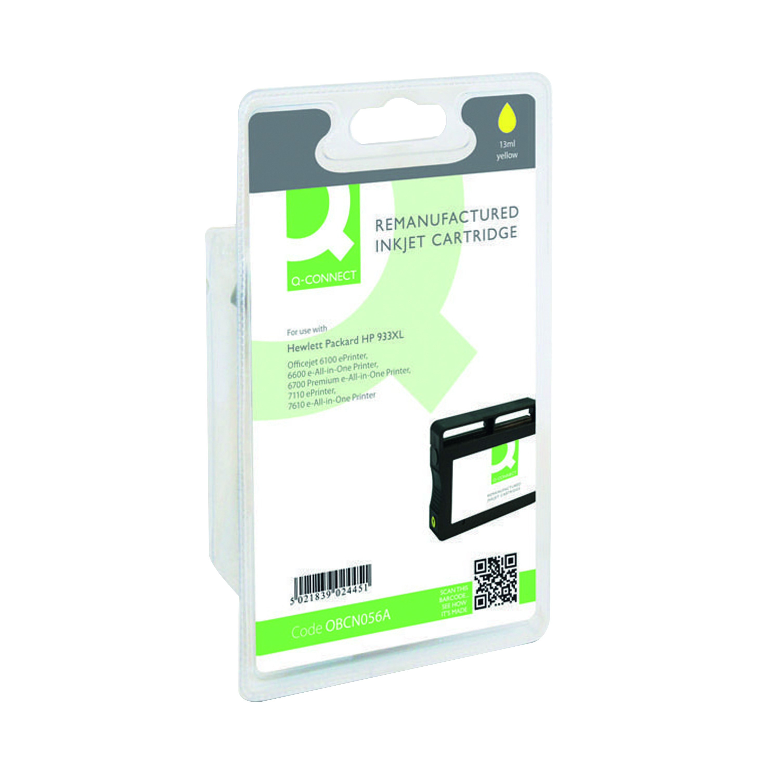Q-Connect+Remanufactured+Inkjet+Cartridge+Yellow+For+HP+CN056A+CN056A-COMP