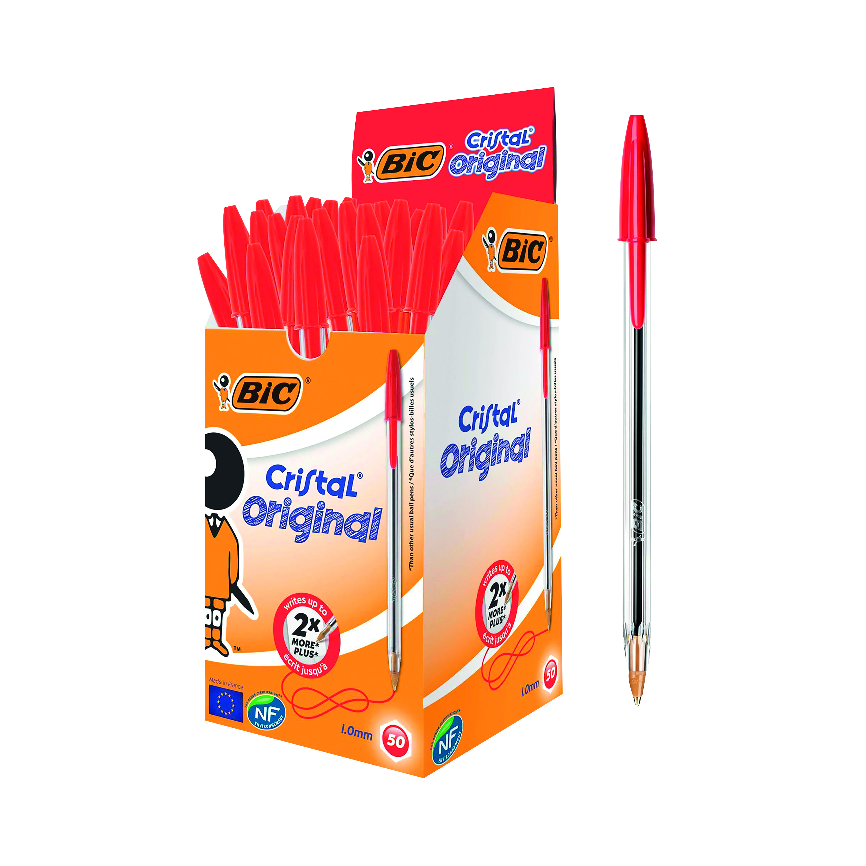 Bic+Cristal+Ballpoint+Pen+Medium+Red+Pack+of+50+8373612