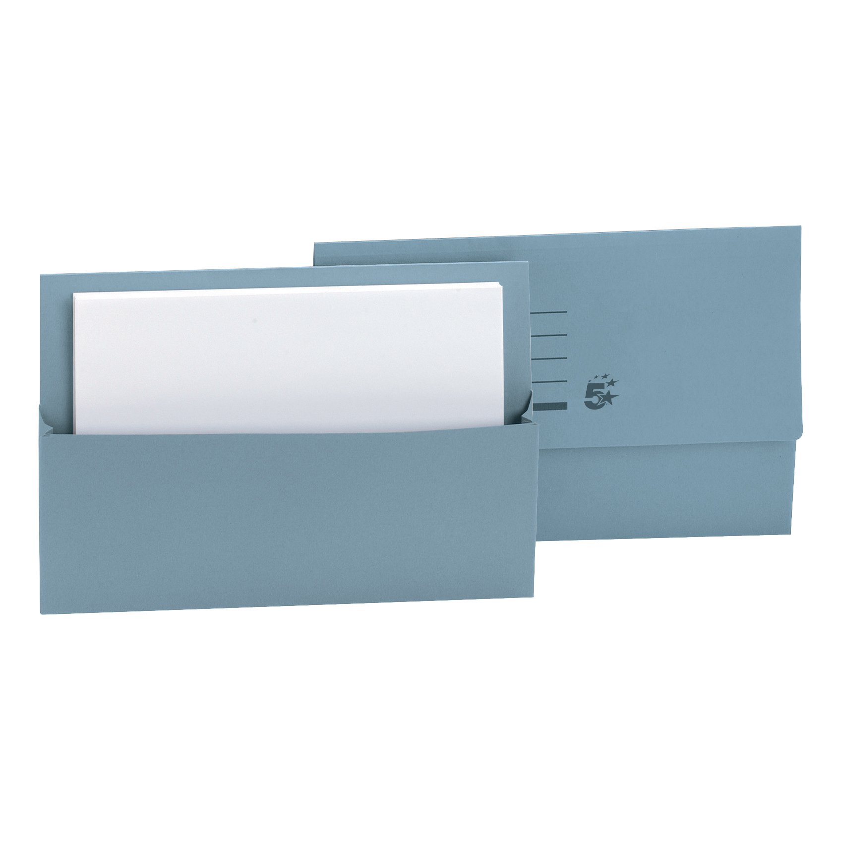 5+Star+Office+Document+Wallet+Half+Flap+250gsm+Recycled+Capacity+32mm+Foolscap+Blue+%28Pack+of+50%29