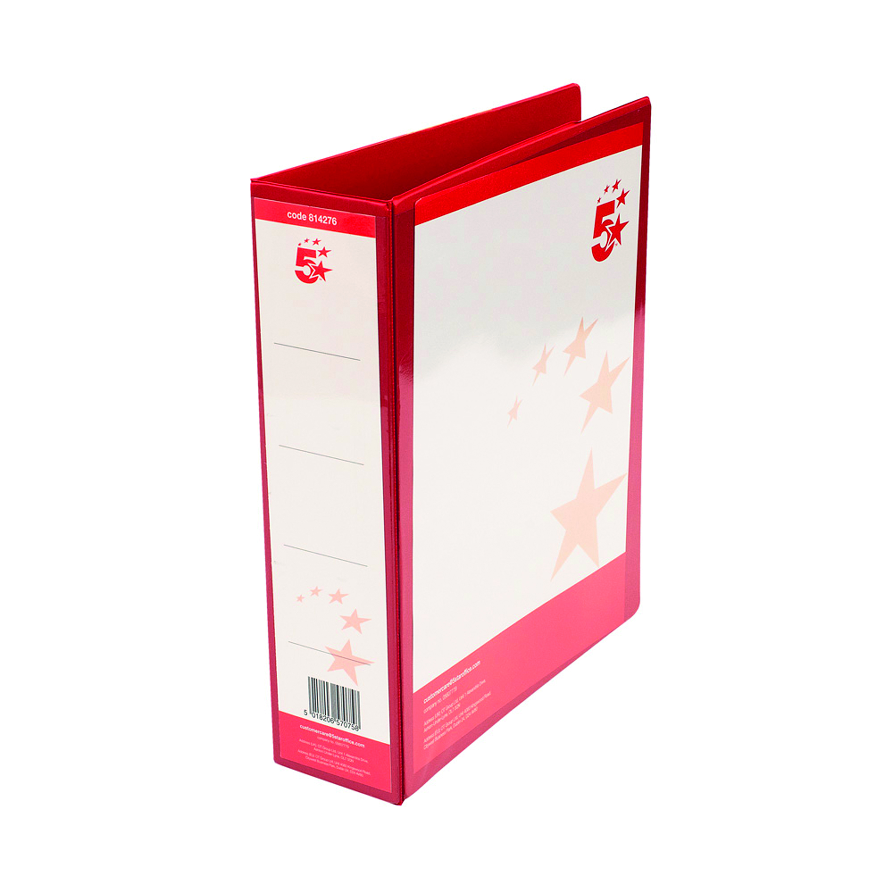 5+Star+Office+A4+Presentation+Lever+Arch+File+Polypropylene+58mm+Red