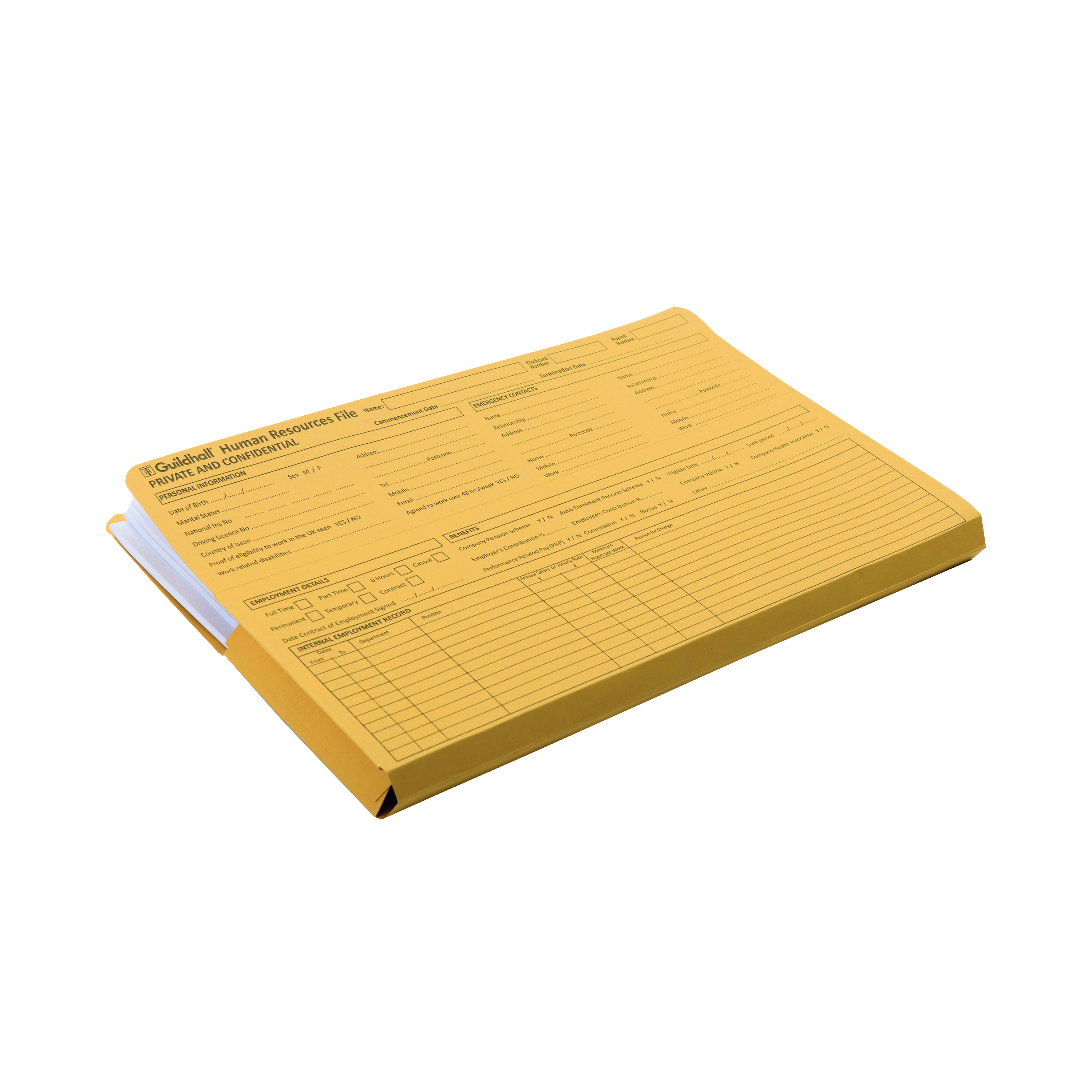 Exacompta+Guildhall+Pre-Printed+Human+Resources+File+315gsm+Yellow+%28Pack+of+50%29+211%2F1300Z