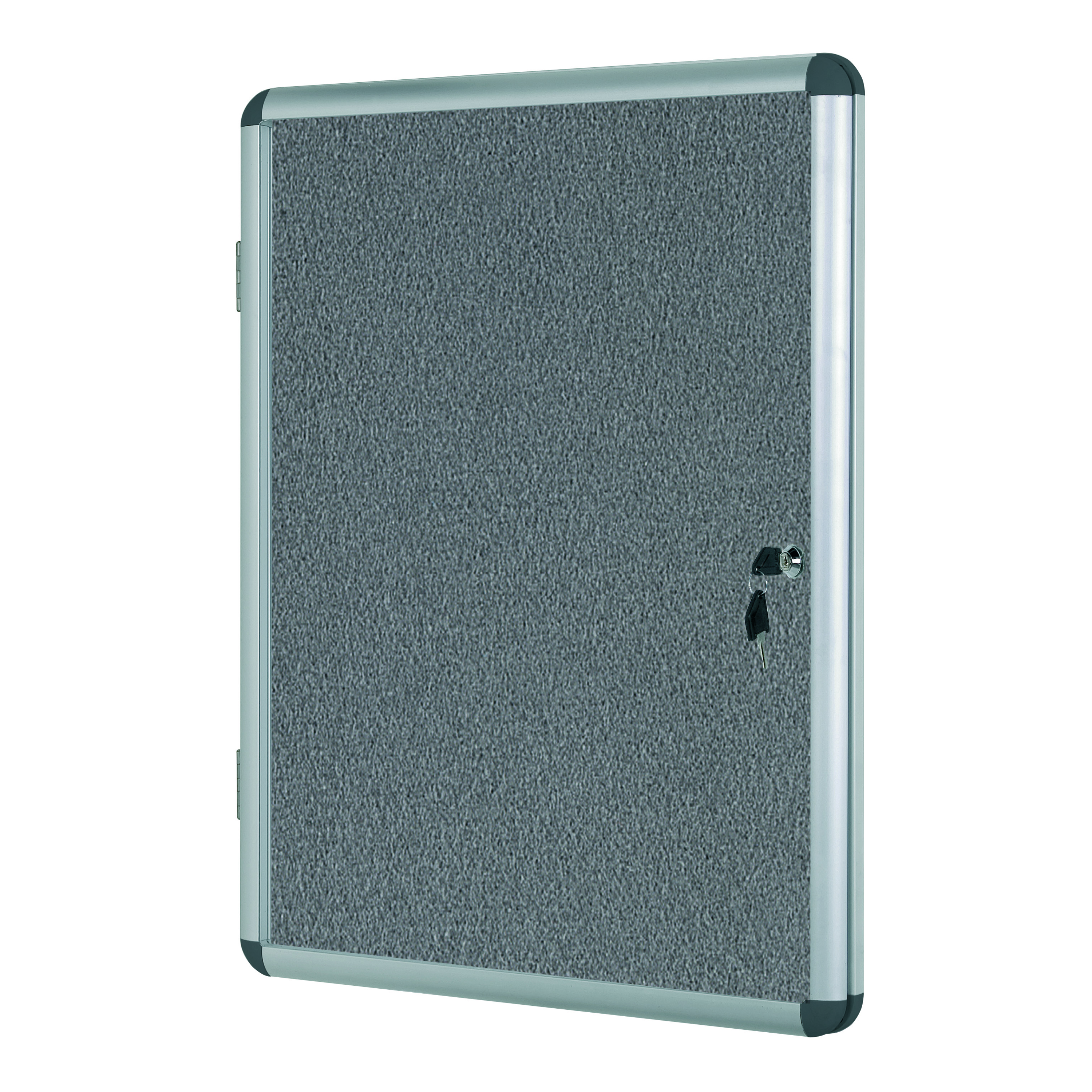 Bi-Office+Enclore+Felt+Lockable+Glazed+Case+Aluminium+Frame+Grey+Felt+1160x35x981mm+VT640103150