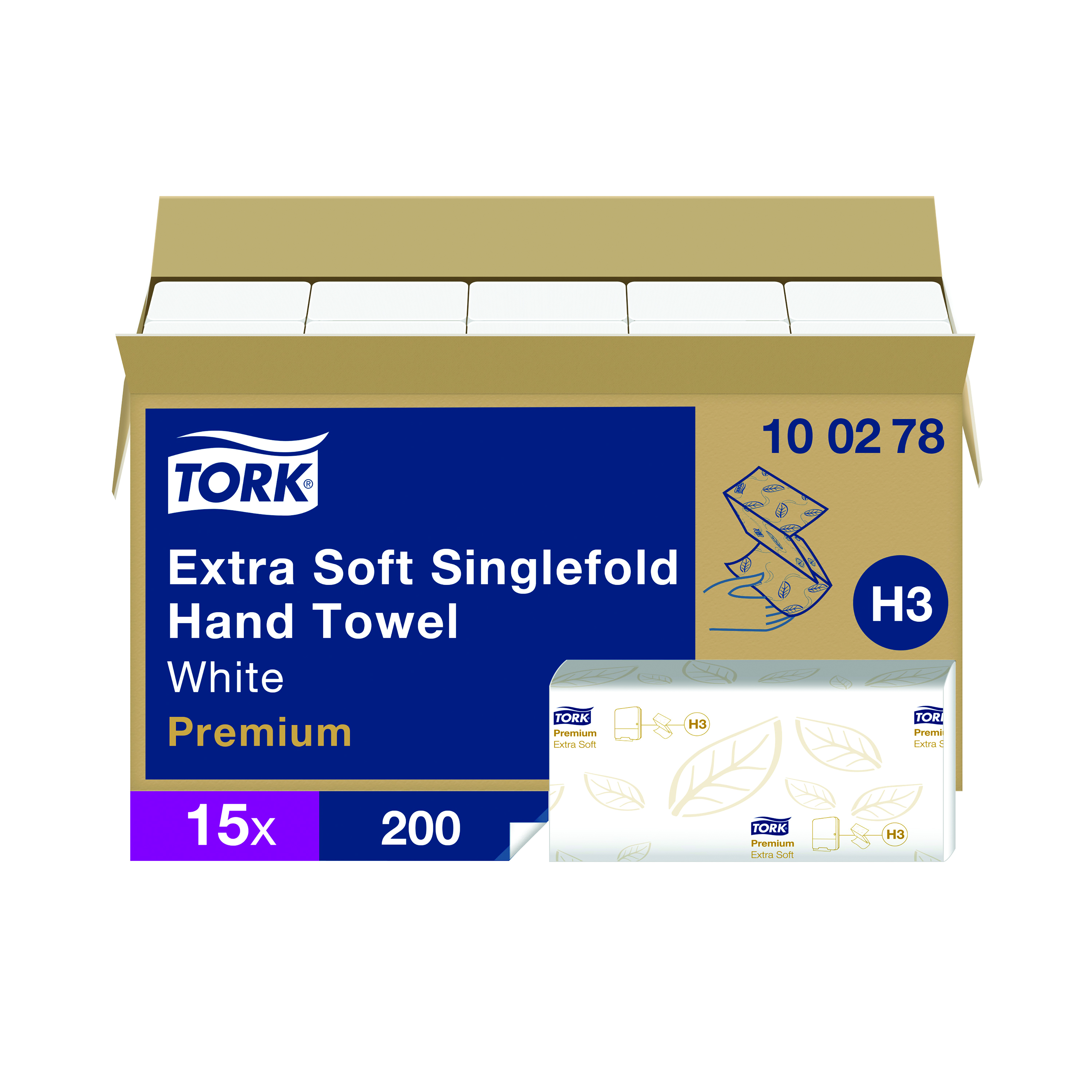 Tork+Singlefold+Hand+Towel+H3+White+200+Sheets+%2815+Pack%29+100278