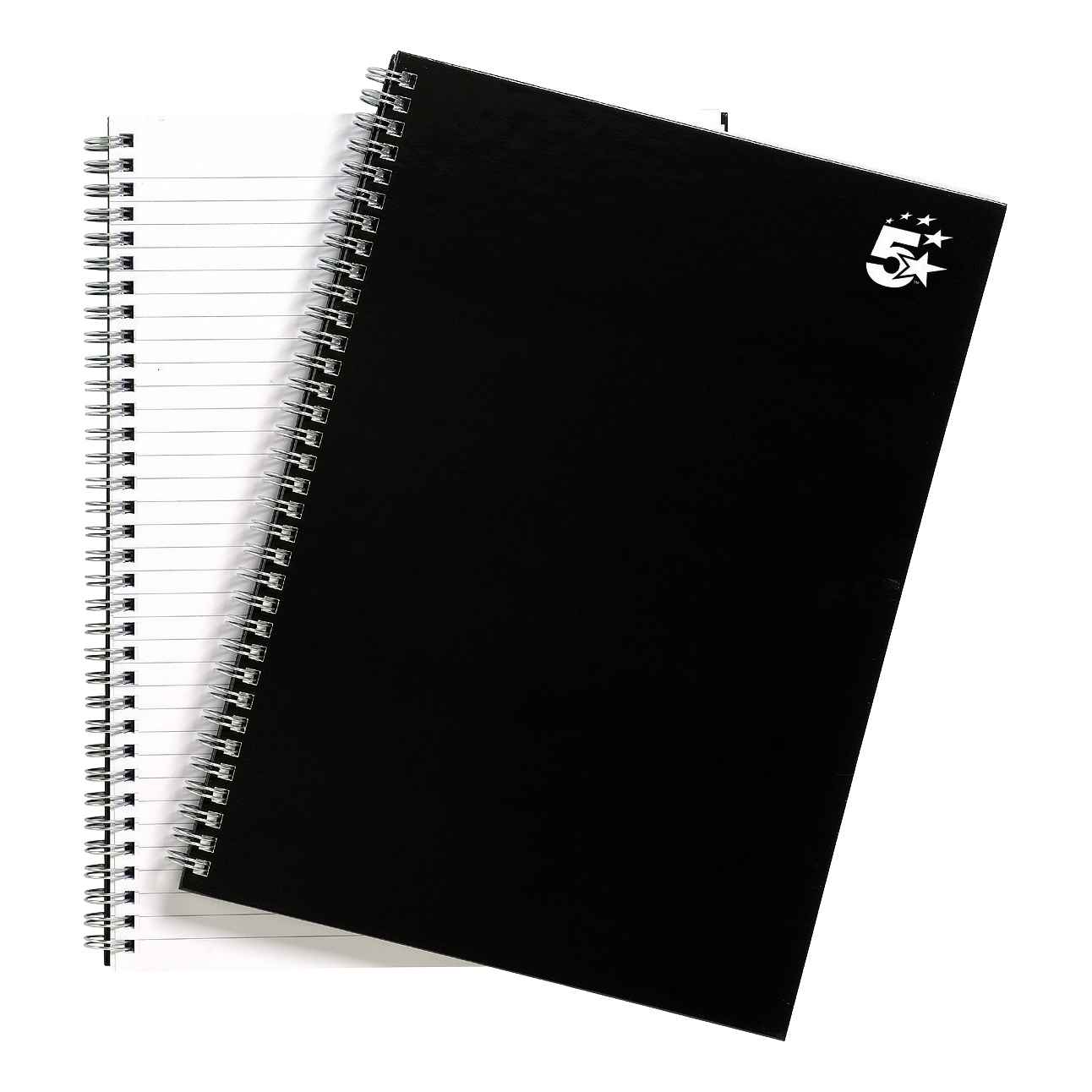 5+Star+Office+Notebook+Wirebound+80gsm+Ruled+140pp+A4+Black+%28Pack+of+5%29