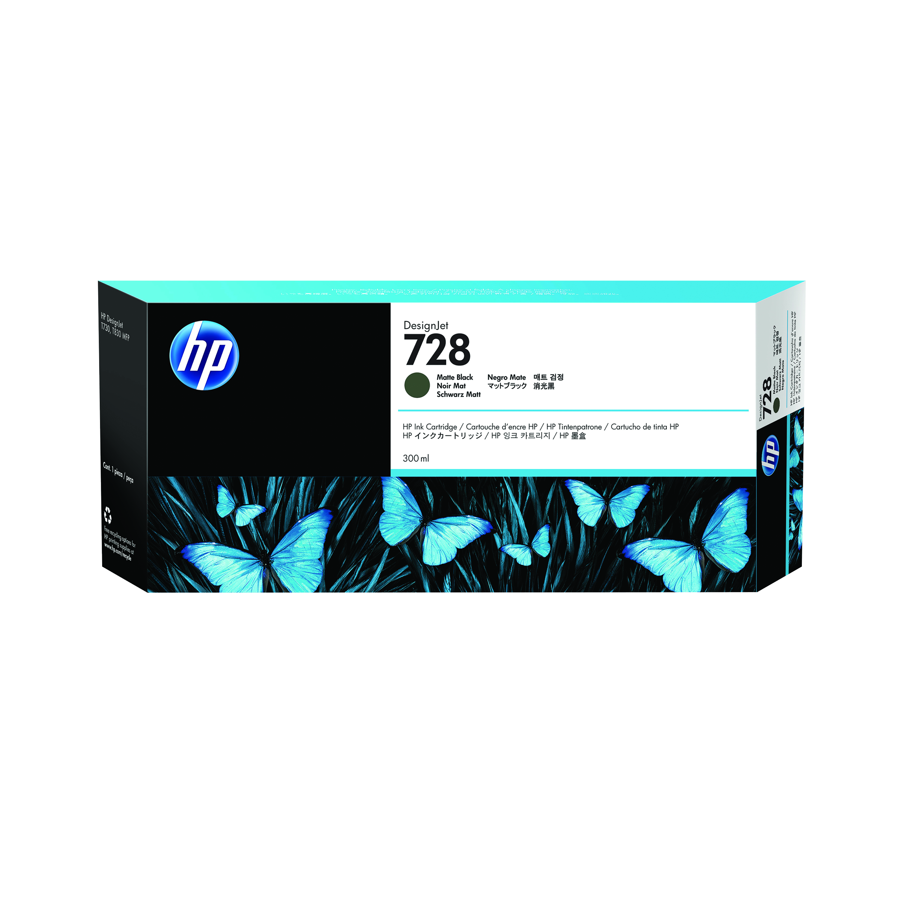 HP+728+DesignJet+Ink+Cartridge+300-ml+Matte+Black+F9J68A