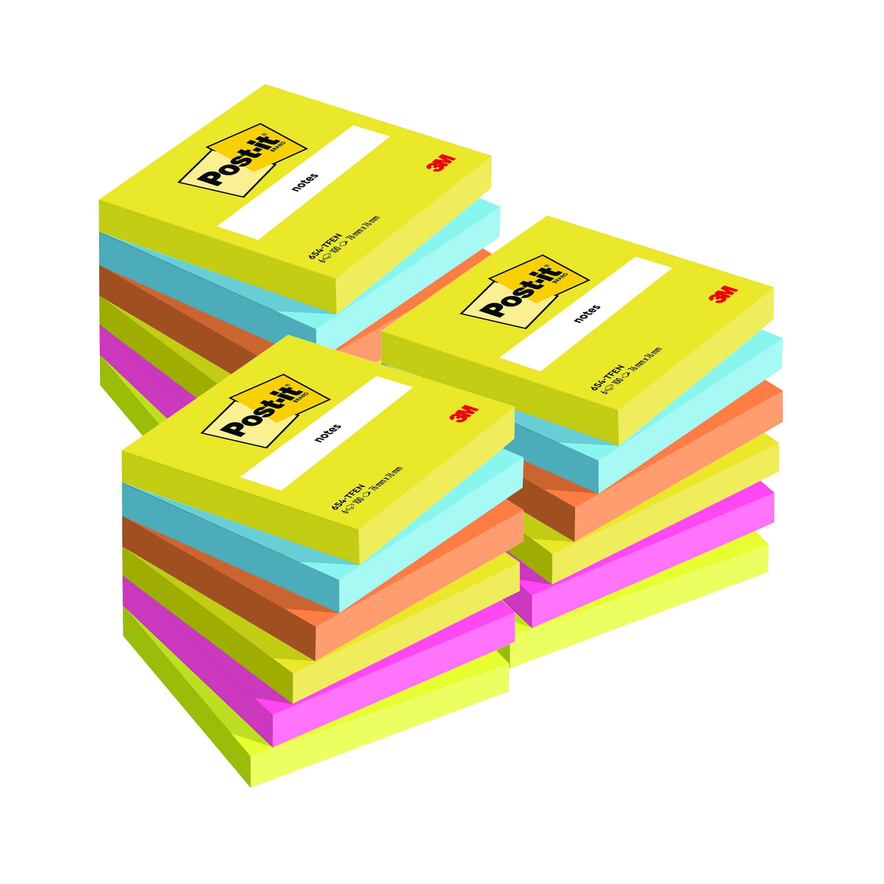 Post-It+Notes+Energetic+Colours+Rainbow76x76mm+3+For+2