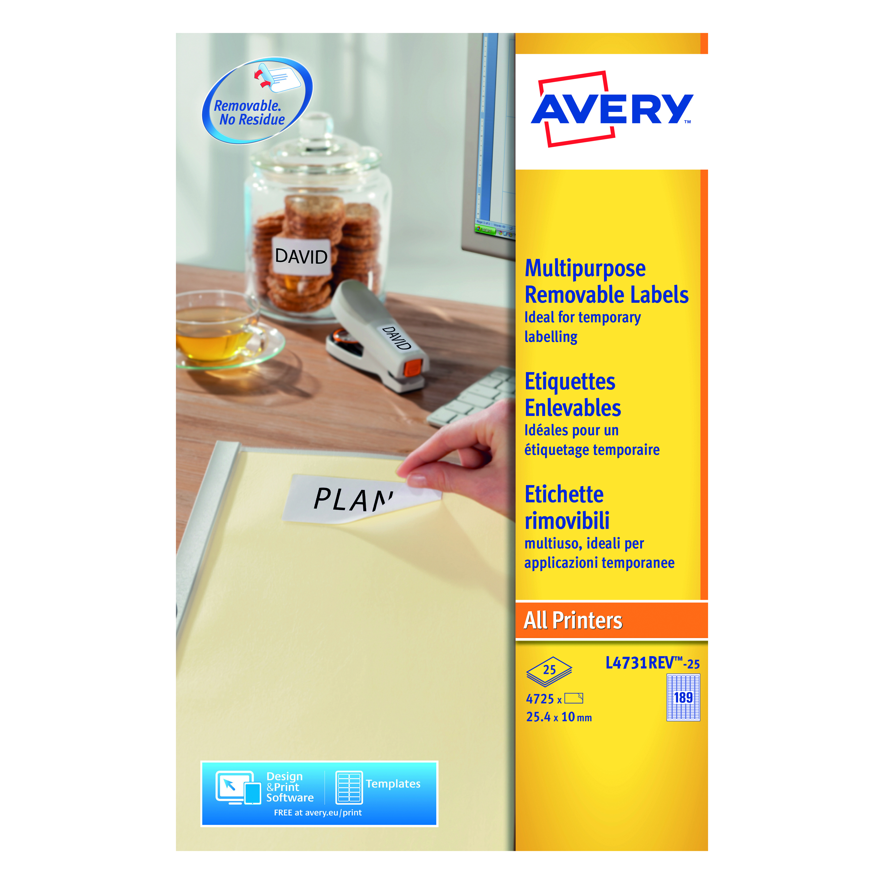 Avery+Laser+Mini+Labels+25.4x10mm+189+per+sheet+White+%28Pack+of+4725%29+L4731REV-25