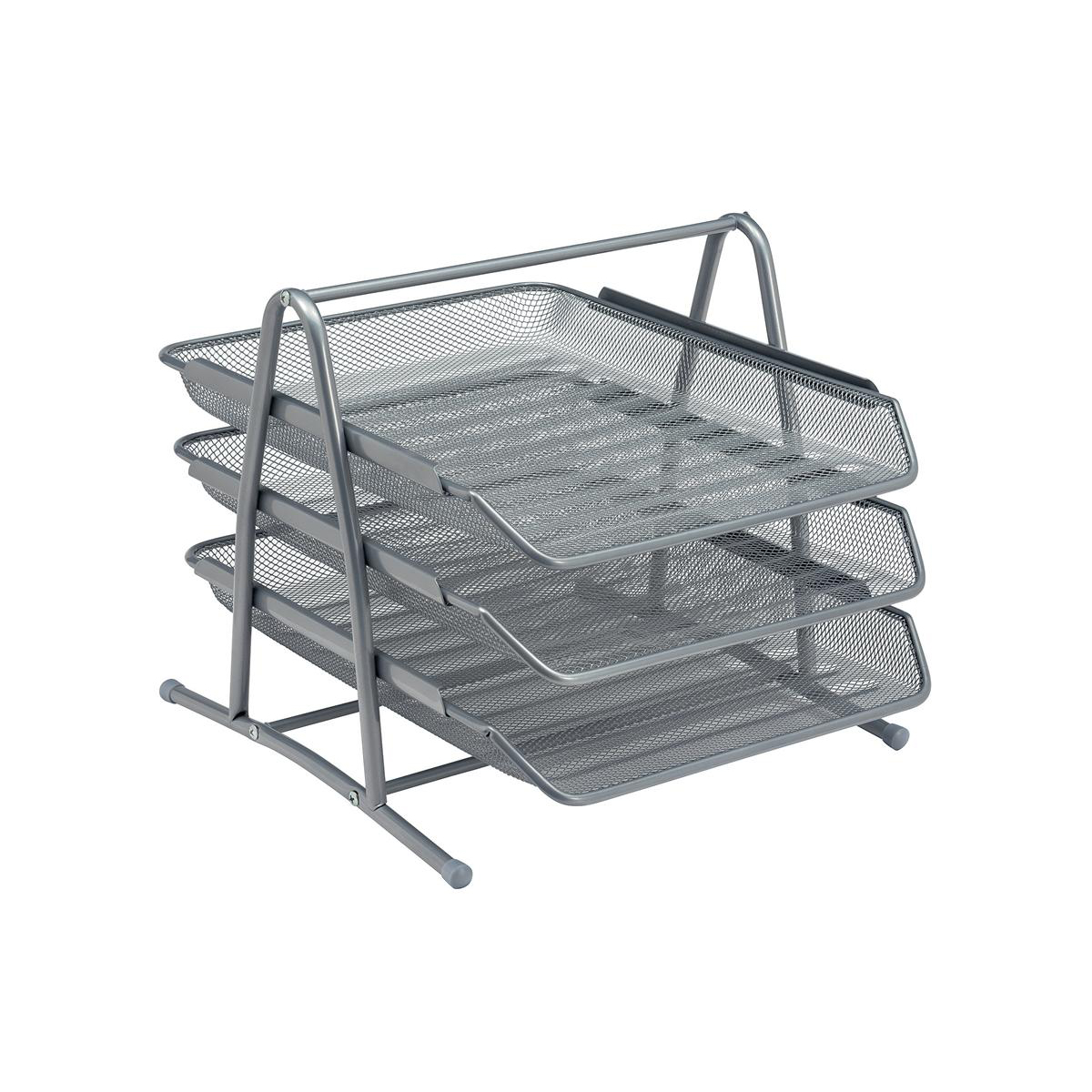 5+Star+Office+Mesh+Letter+Tray+3+Tier+Stackable+Front+Load+Portrait+Foolscap+Silver
