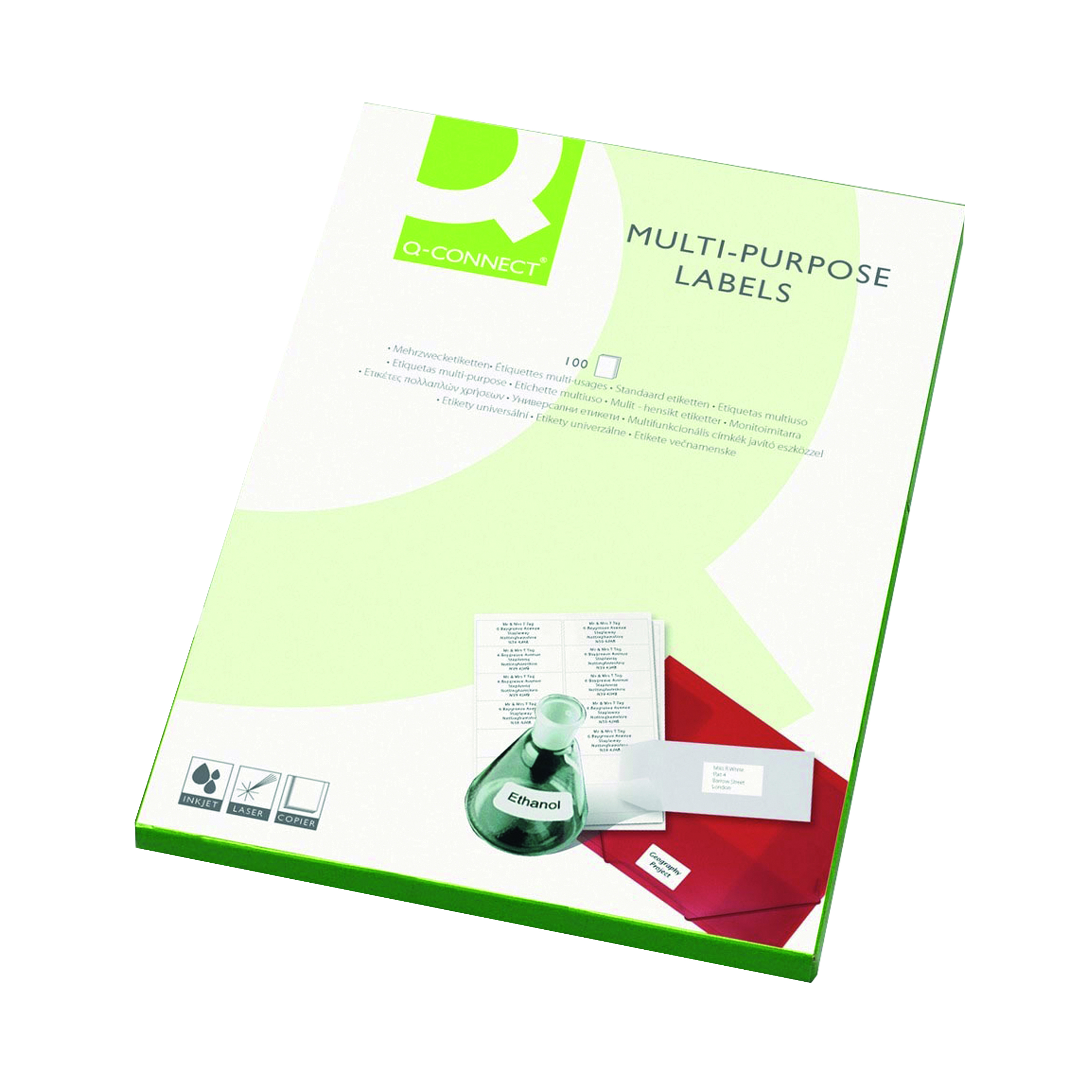 Q-Connect+Multipurpose+Labels+99.1x38.1mm+14+Per+Sheet+White+%281400+Pack%29+KF26054
