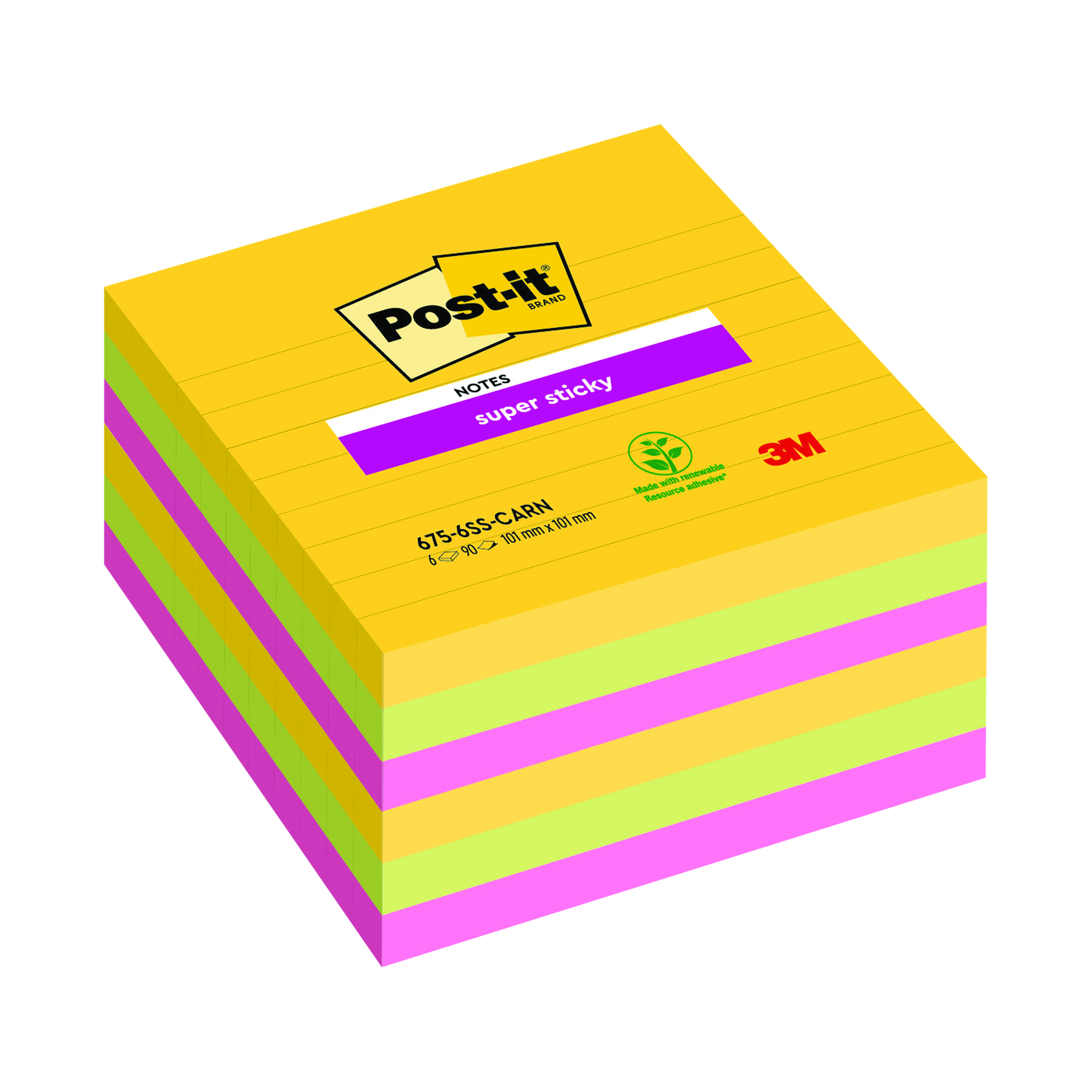 Post-It+Super+Sticky+XL+Notes+101x101mm+Lined+Rio+%28Pack+of+6%29+675-SS6-RIO