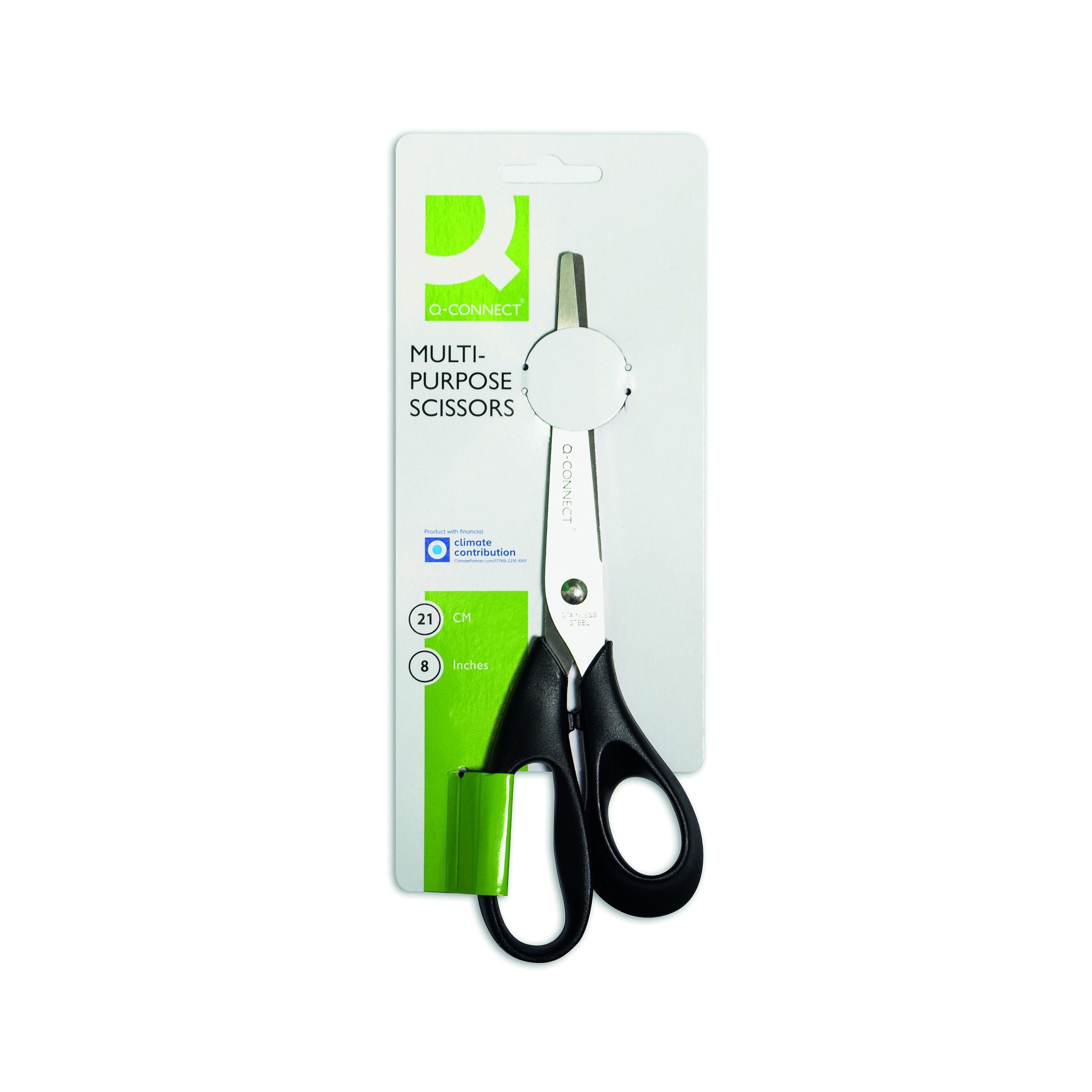 Q-Connect+Ergonomic+All+Purpose+Scissors+210mm+Stainless+Steel+Blades+Black+Handle+CKF01227