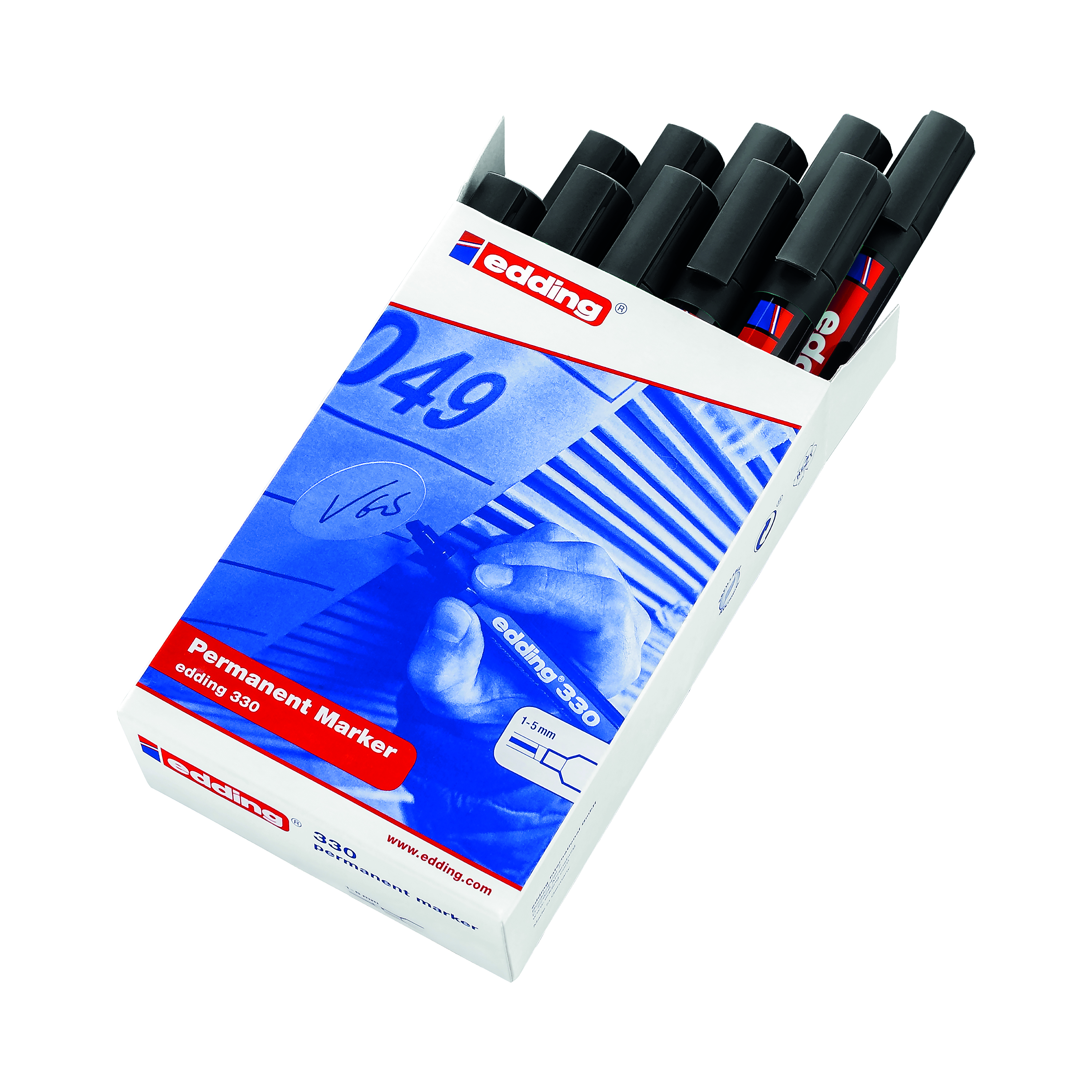 Edding+330+Permanent+Chisel+Tip+Marker+Black+%28Pack+of+10%29+330-001