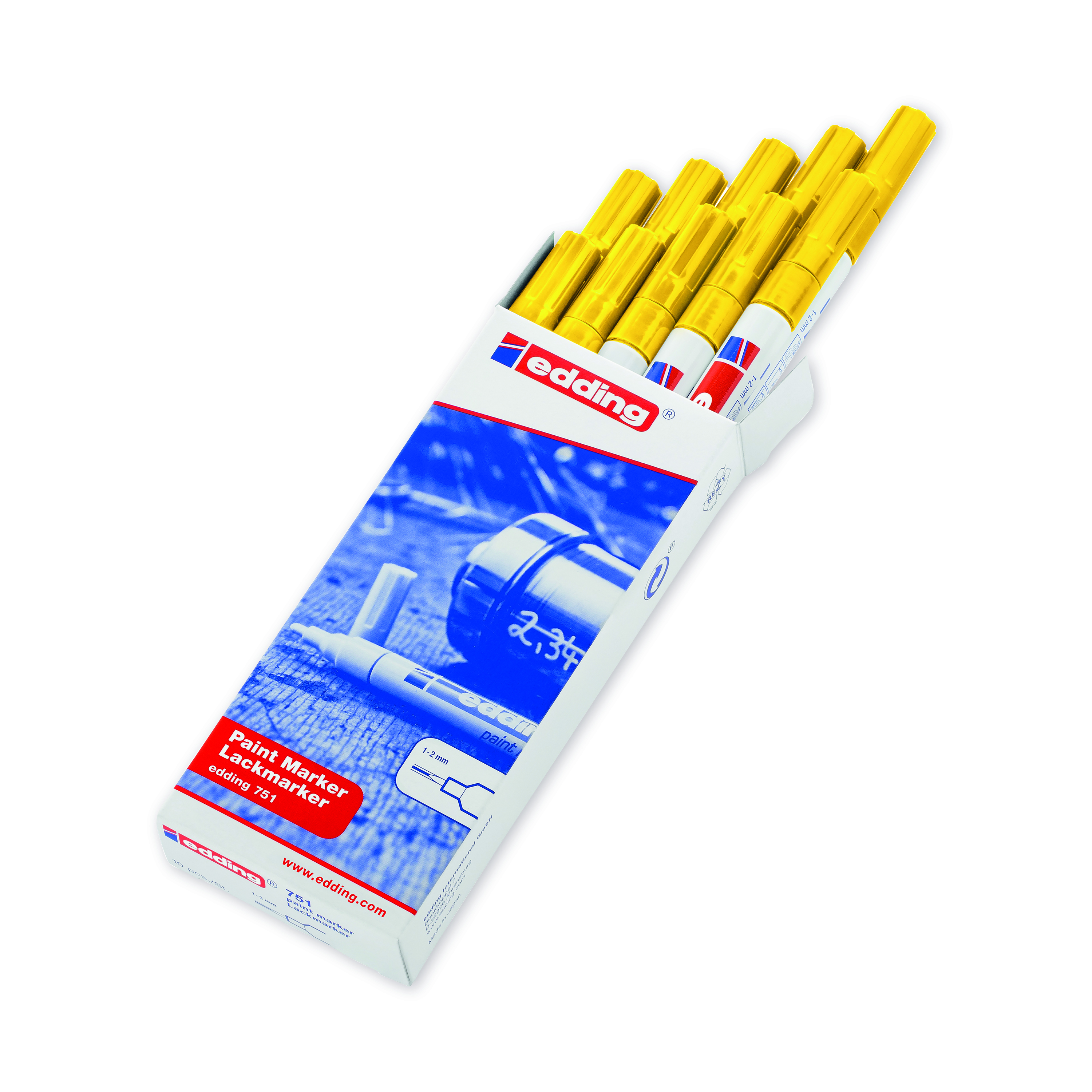 Edding+751+Bullet+Tip+Paint+Marker+Fine+Yellow+%28Pack+of+10%29+751-005