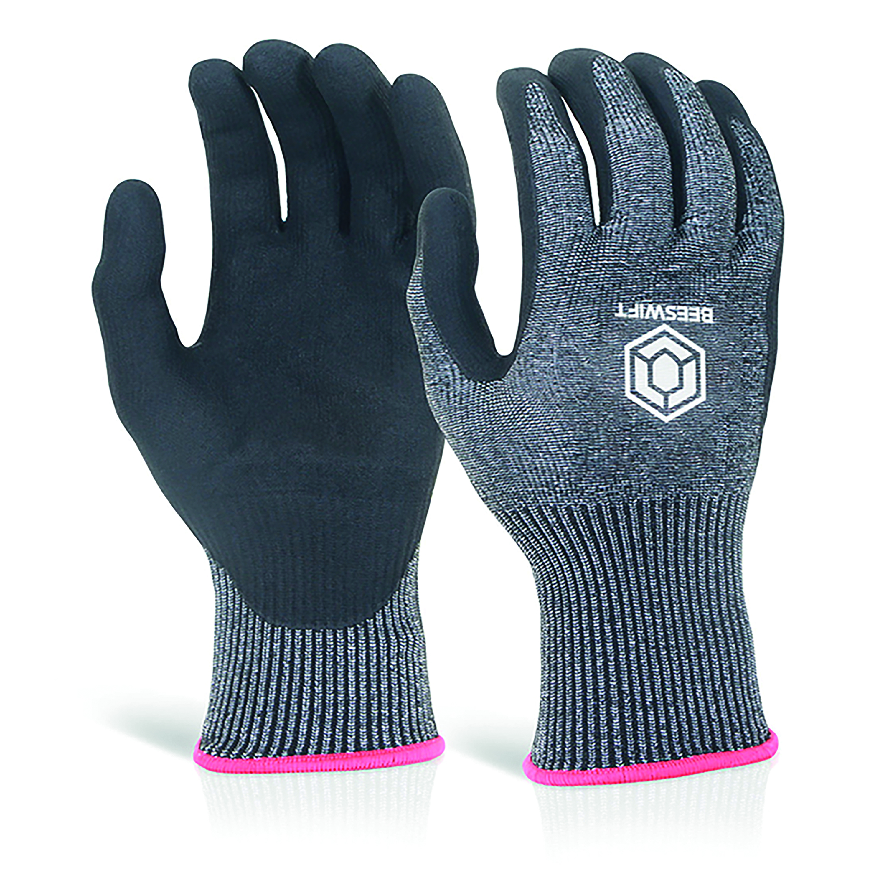 Beeswift+Micro+Foam+Nitrile+Cut+Resistant+Gloves+Cut+D+Black+KS5HCL