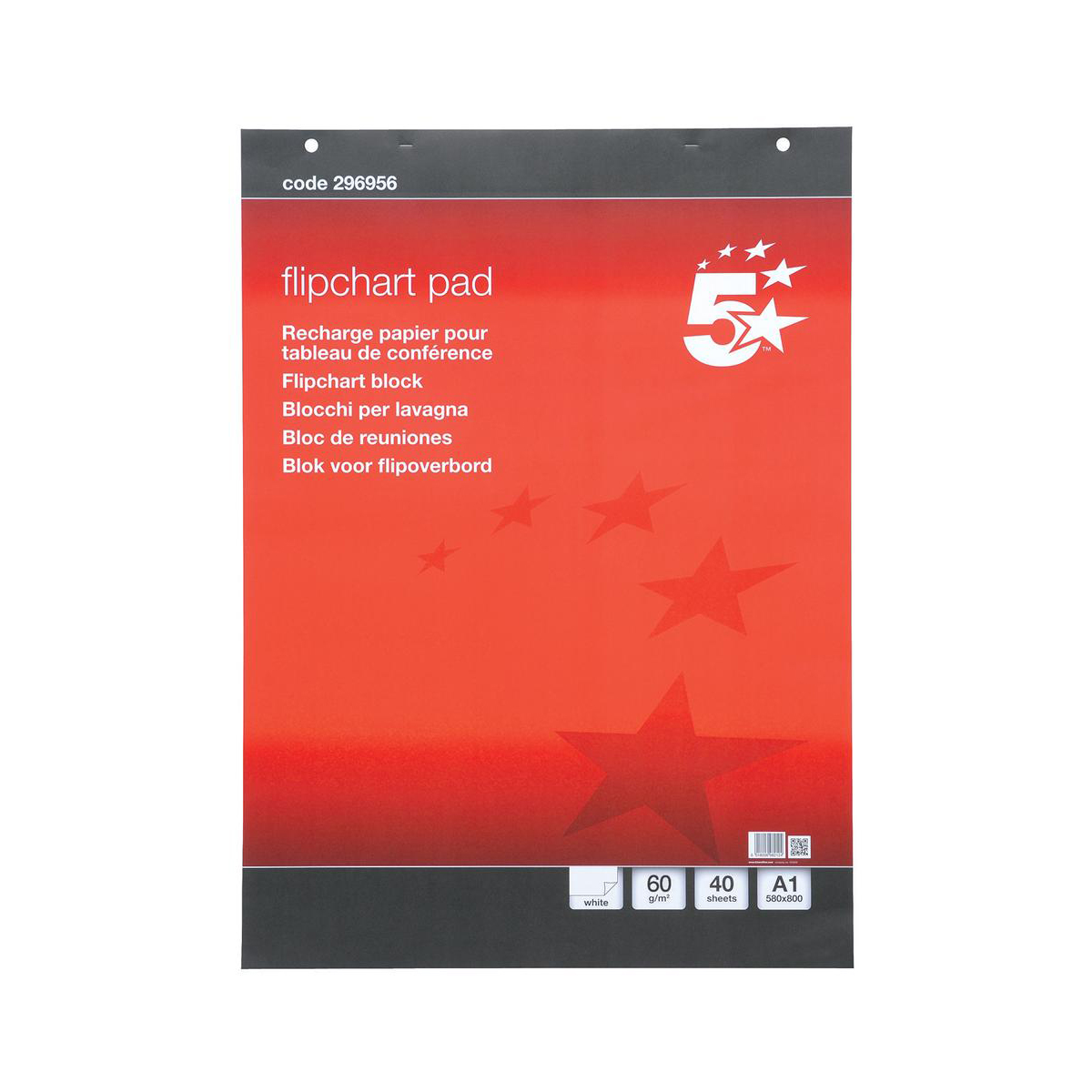 5+Star+Office+Flipchart+Pad+70gsm+Plain+Perforated+Punched+2+Holes+40+Sheets+A1+%28Pack+of+5%29