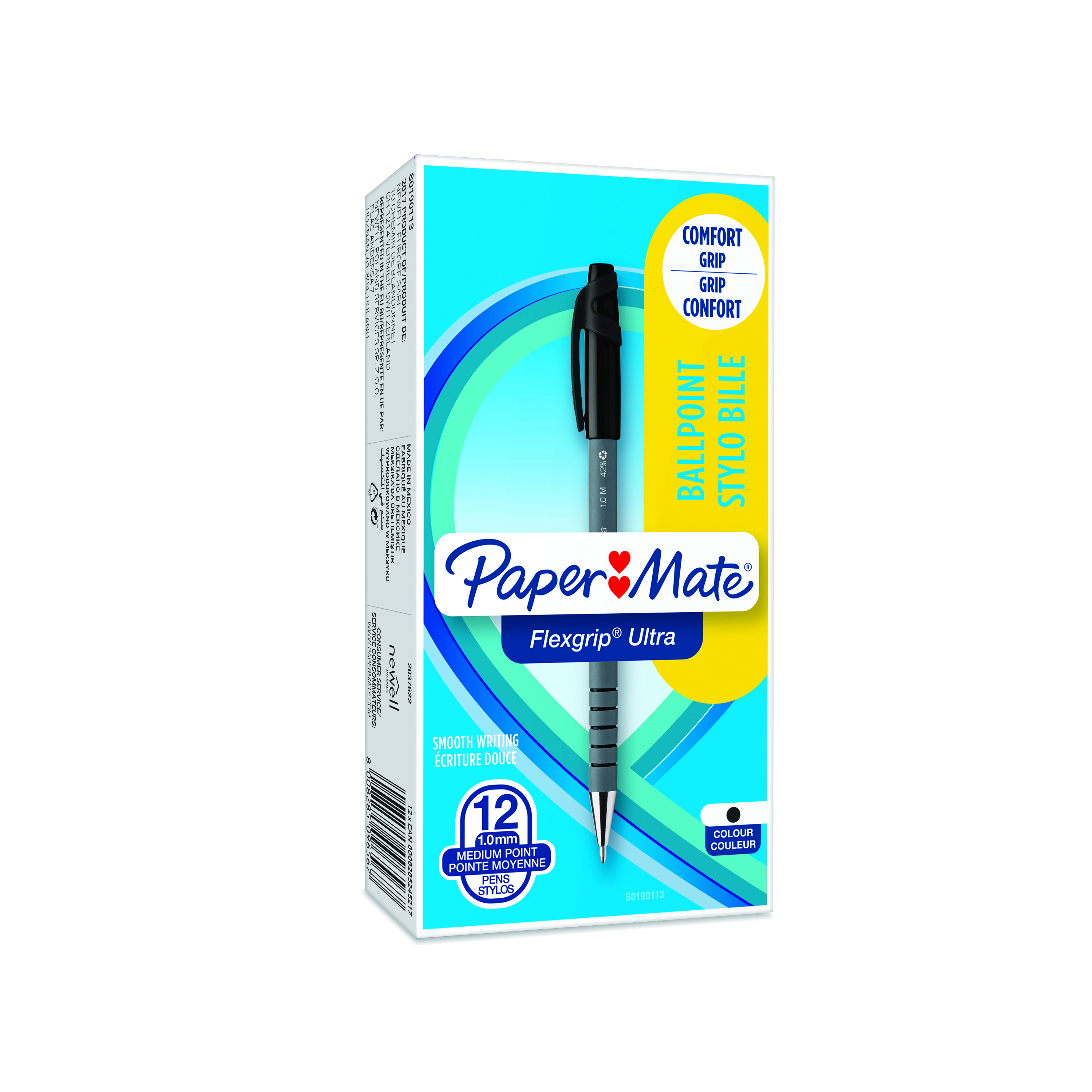 PaperMate+Flexgrip+Ultra+Ballpoint+Pen+Medium+Black+%28Pack+of+12%29+S0190113
