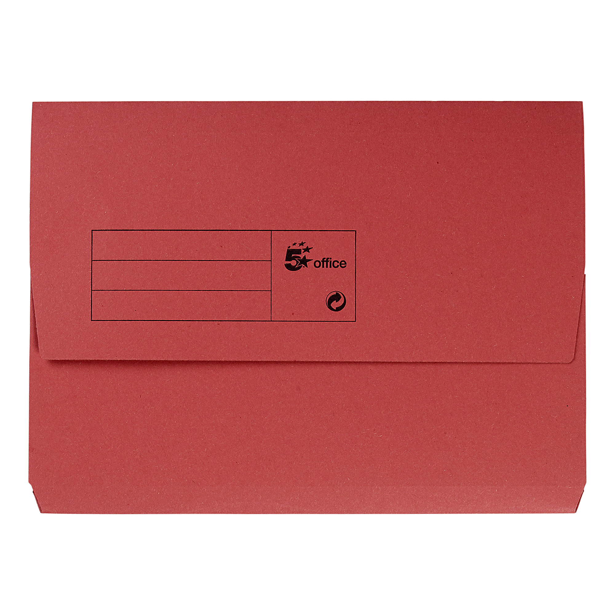 5+Star+Office+Document+Wallet+Half+Flap+285gsm+Recycled+Capacity+32mm+A4+Red+%28Pack+of+50%29